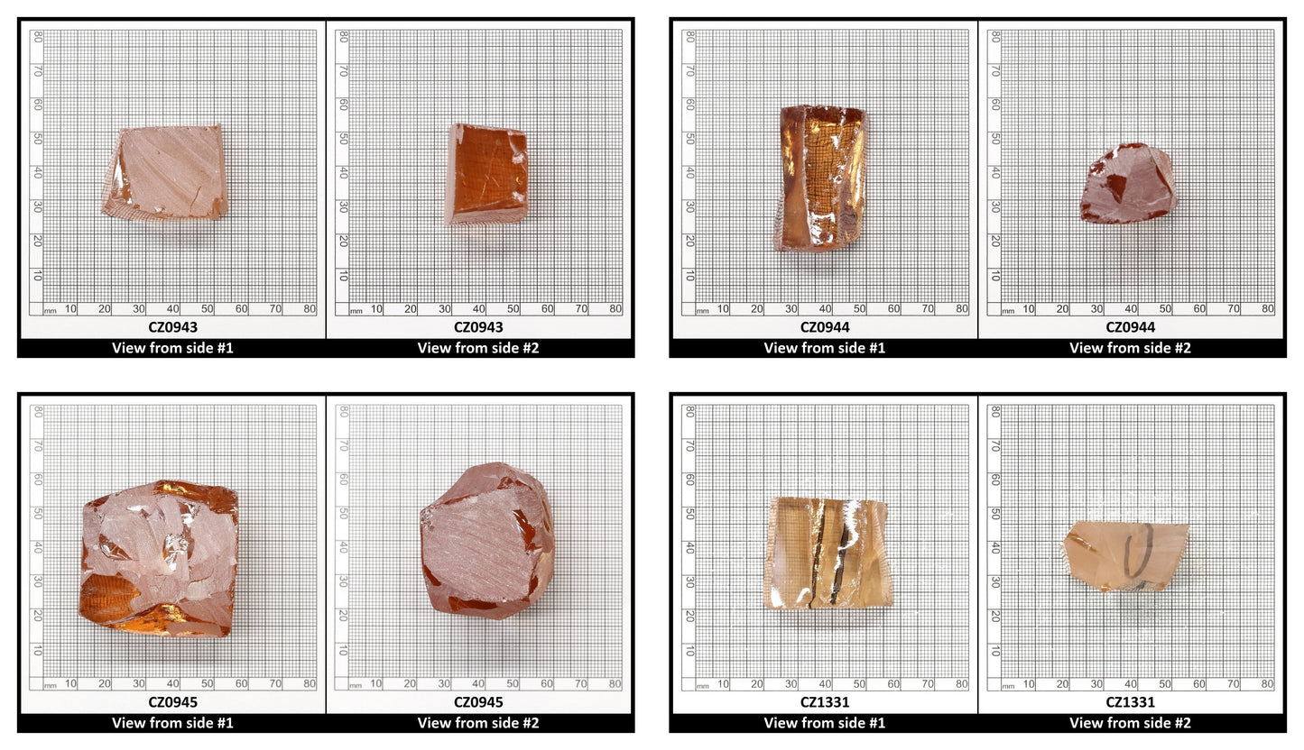 Peach Diamond Cubic Zirconia Faceting Rough for Gem Cutting - Various Sizes