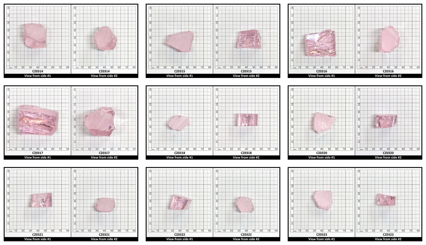 Light Pink Cubic Zirconia Faceting Rough for Gem Cutting - Various Sizes