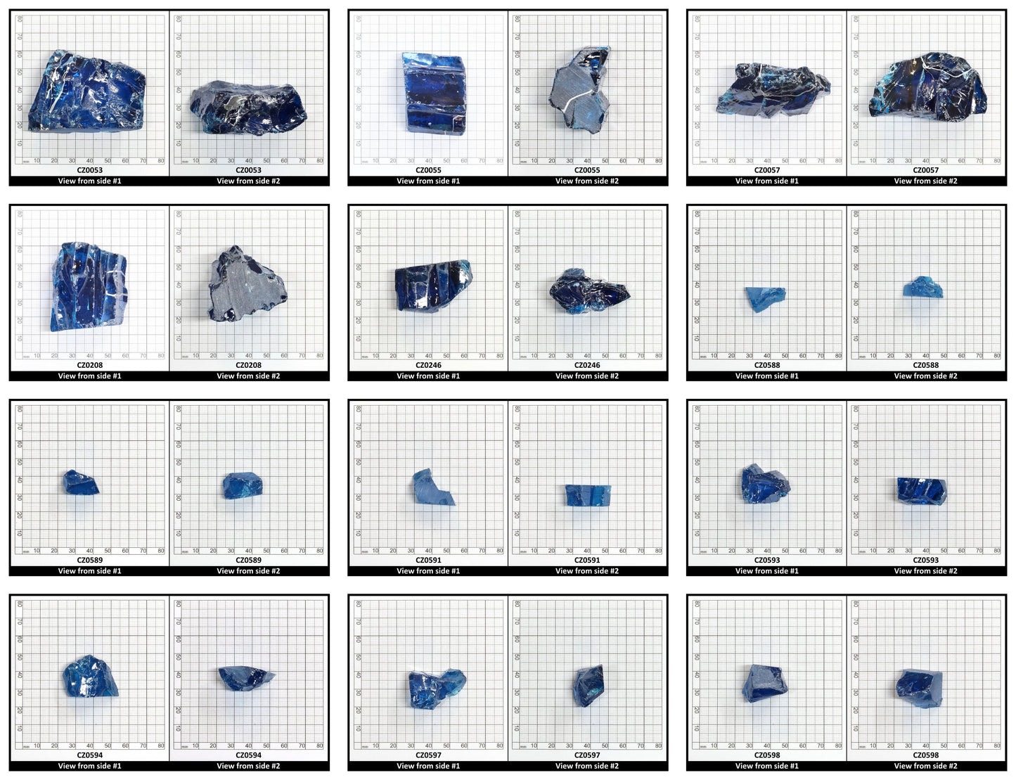Blue Topaz Cubic Zirconia Faceting Rough for Gem Cutting - Various Sizes