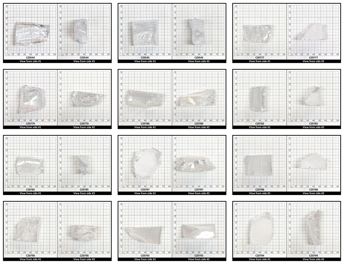 White Cubic Zirconia Faceting Rough for Gem Cutting - Various Sizes