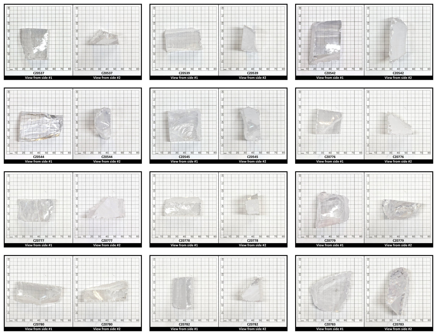 White Cubic Zirconia Faceting Rough for Gem Cutting - Various Sizes