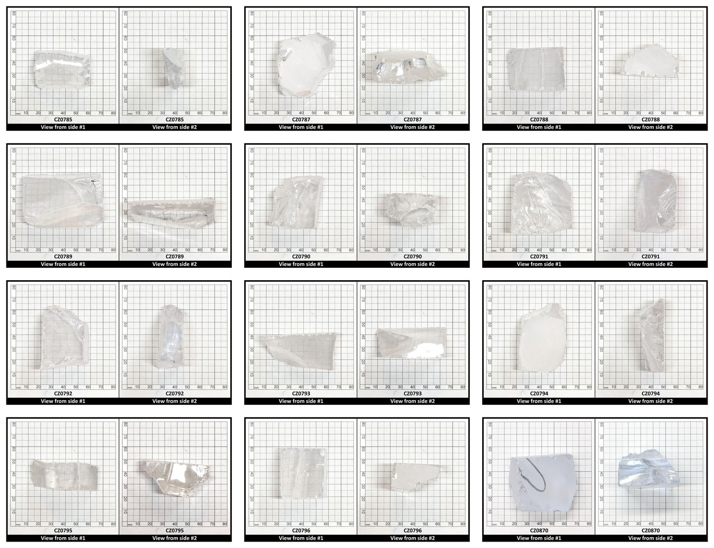 White Cubic Zirconia Faceting Rough for Gem Cutting - Various Sizes