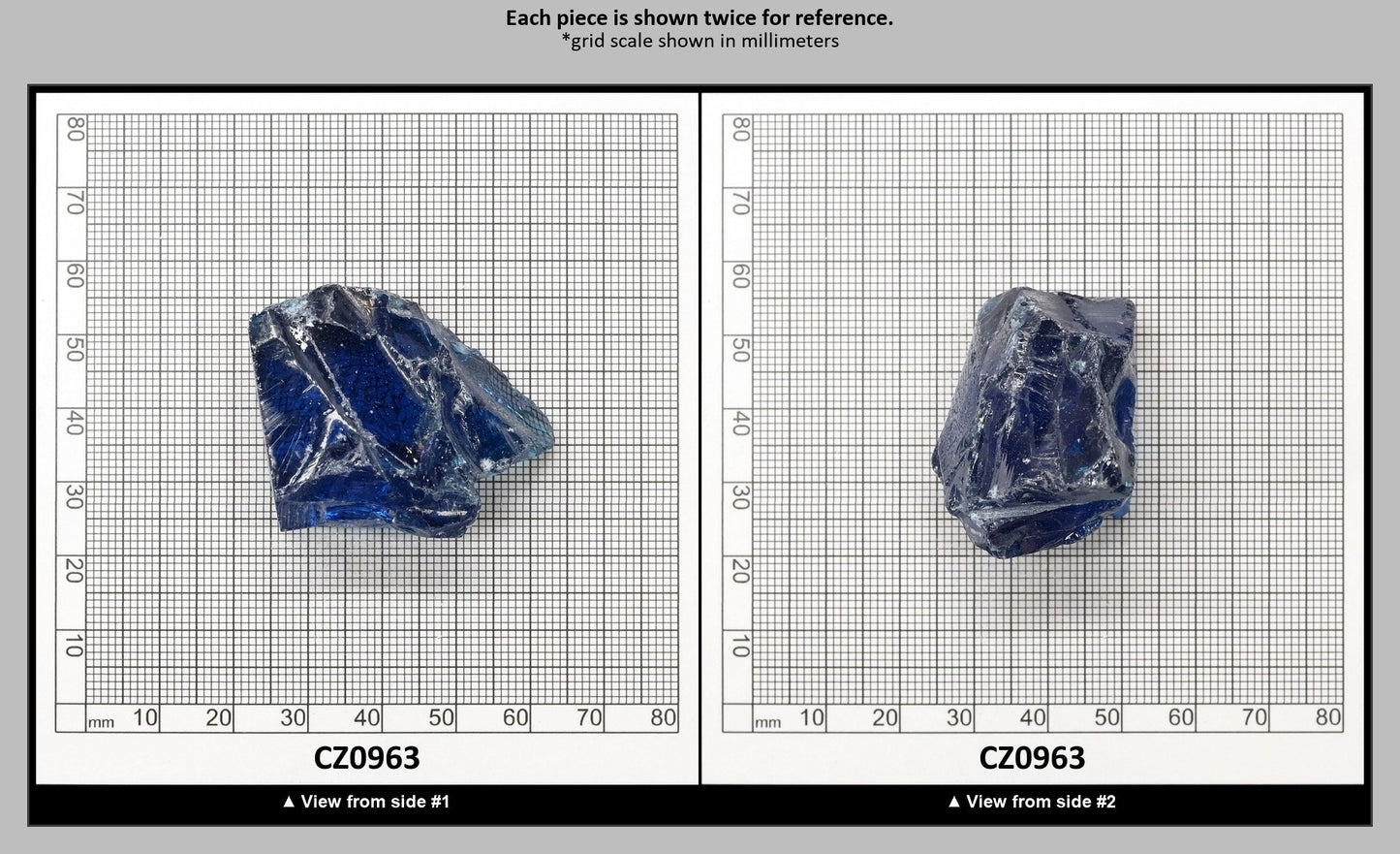 Blue Topaz Cubic Zirconia Faceting Rough for Gem Cutting - Various Sizes : CZ0963