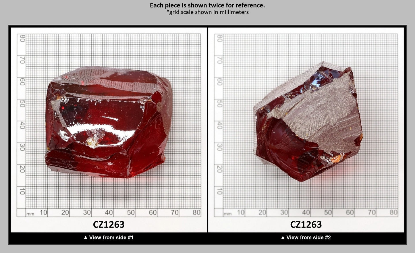 Red Cubic Zirconia Faceting Rough for Gem Cutting - Various Sizes : CZ1263