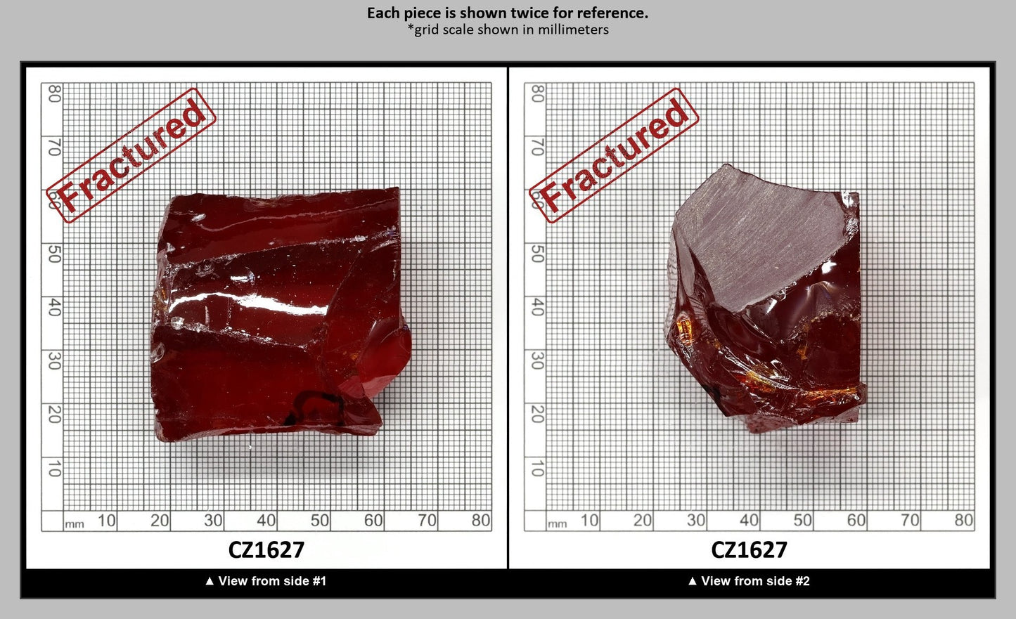 Dark Red Cubic Zirconia Faceting Rough for Gem Cutting - Various Sizes : CZ1627