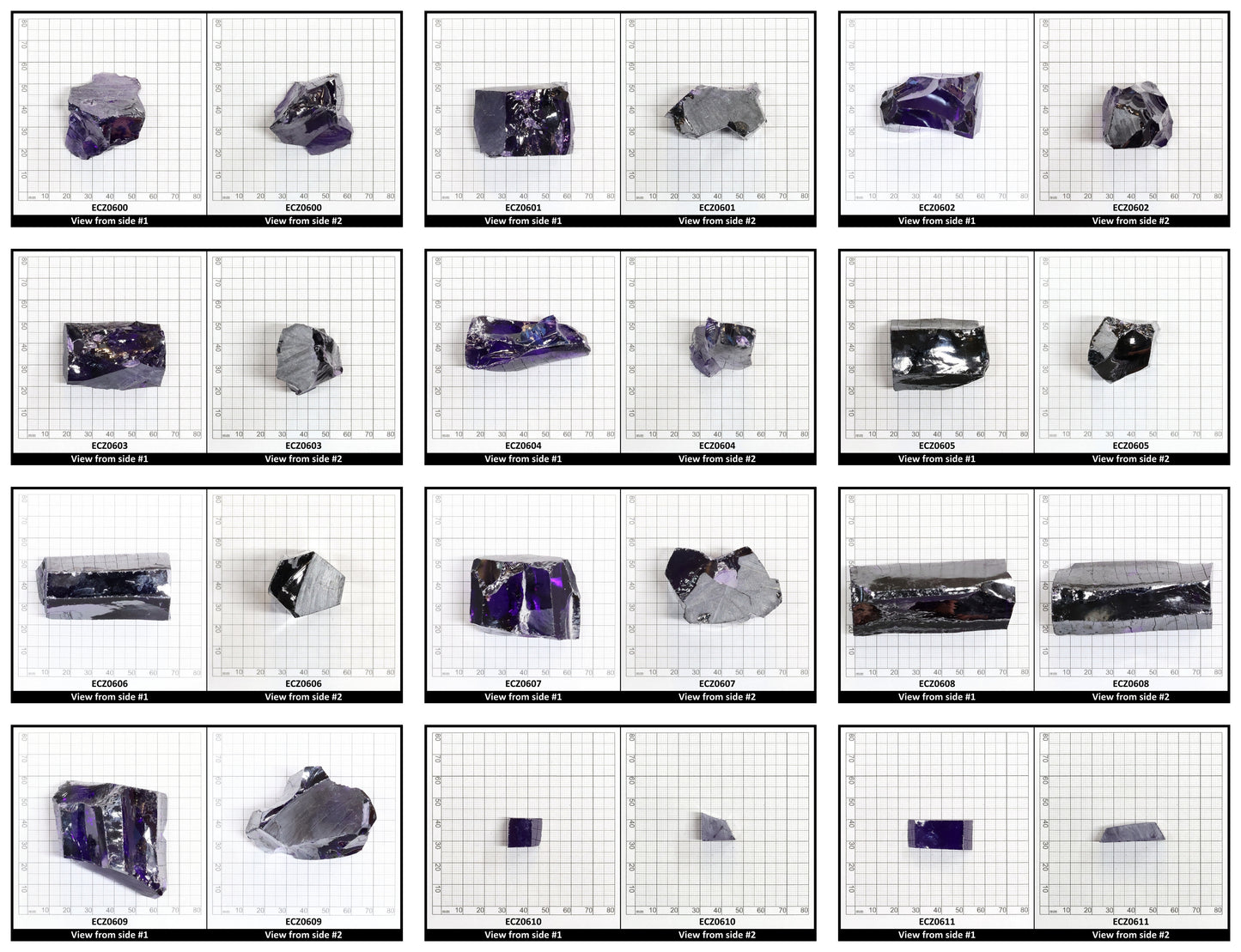 Dark Violet Cubic Zirconia Faceting Rough for Gem Cutting - Various Sizes