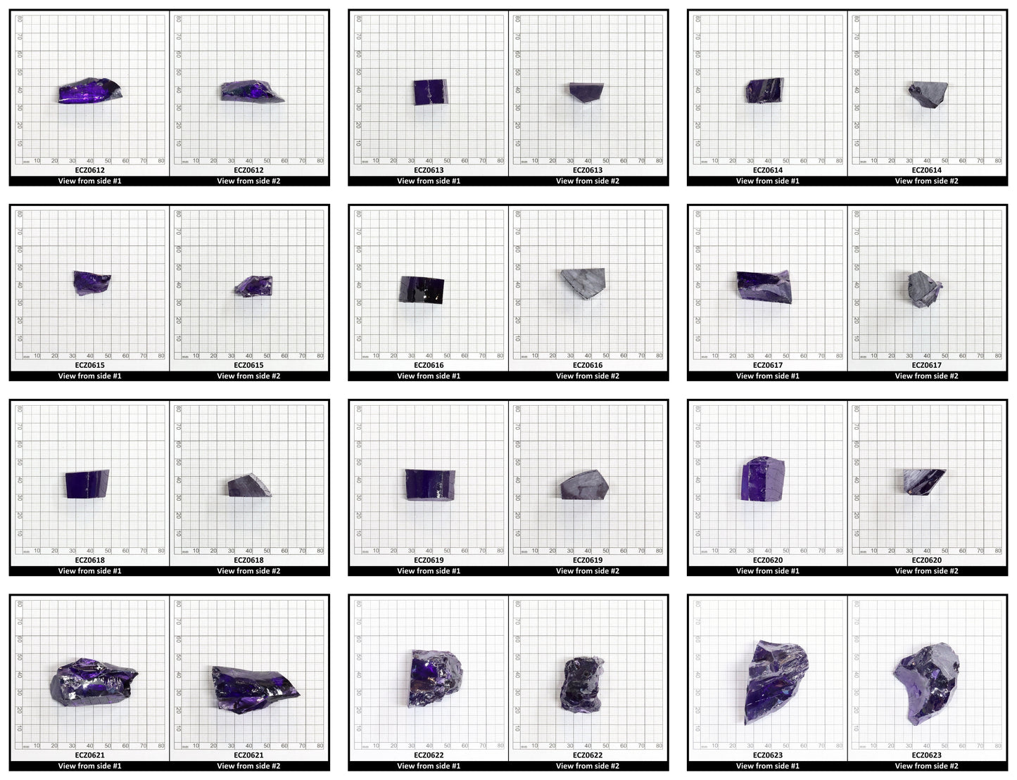 Dark Violet Cubic Zirconia Faceting Rough for Gem Cutting - Various Sizes