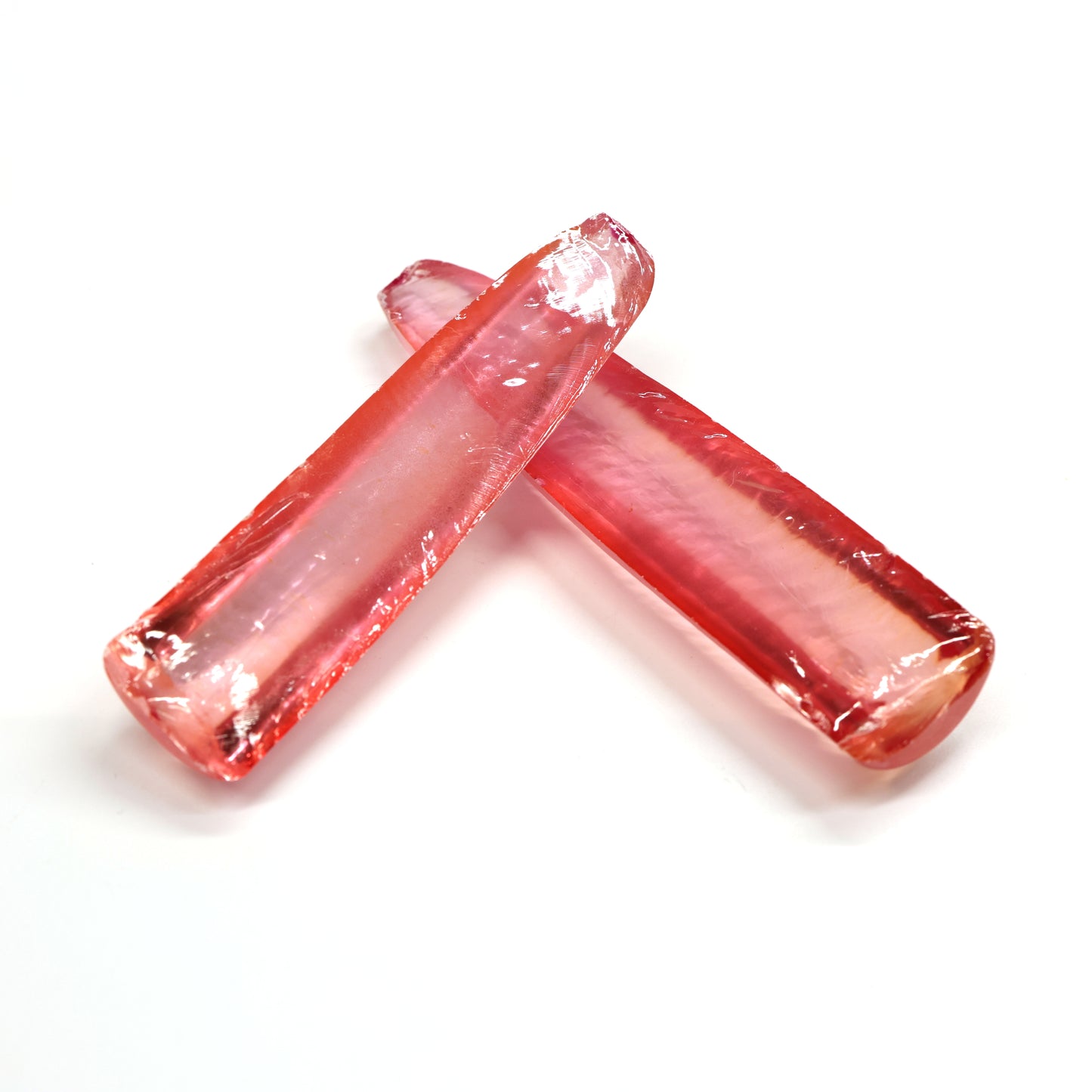 Peach Morganite #18 Lab Created Corundum Sapphire Faceting Rough for Gem Cutting - Various Sizes - Split Boule