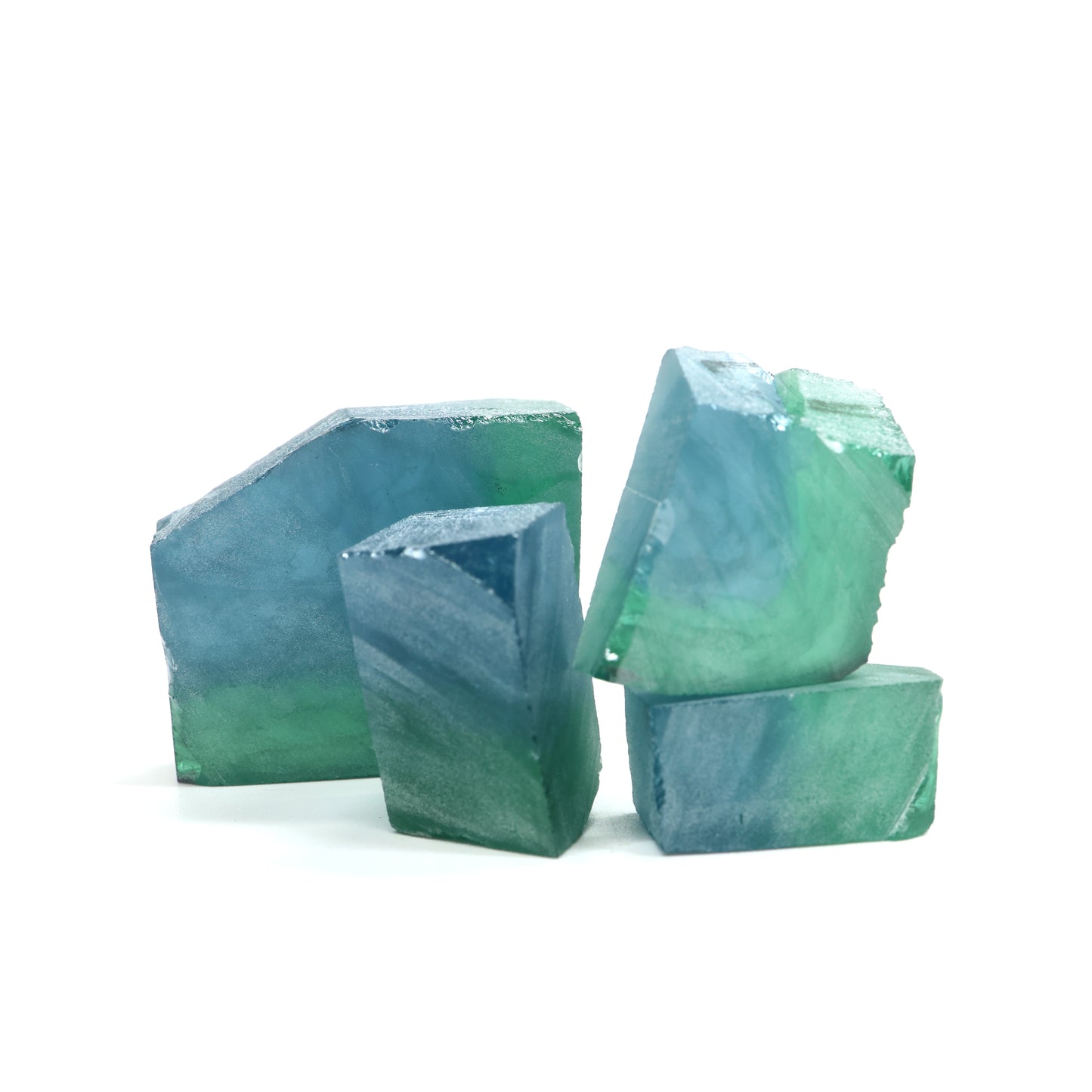 Nanosital Simulated (Included) Bi-Color Lab Created Faceting Rough for Gem Cutting - Blue-Green - Various Sizes