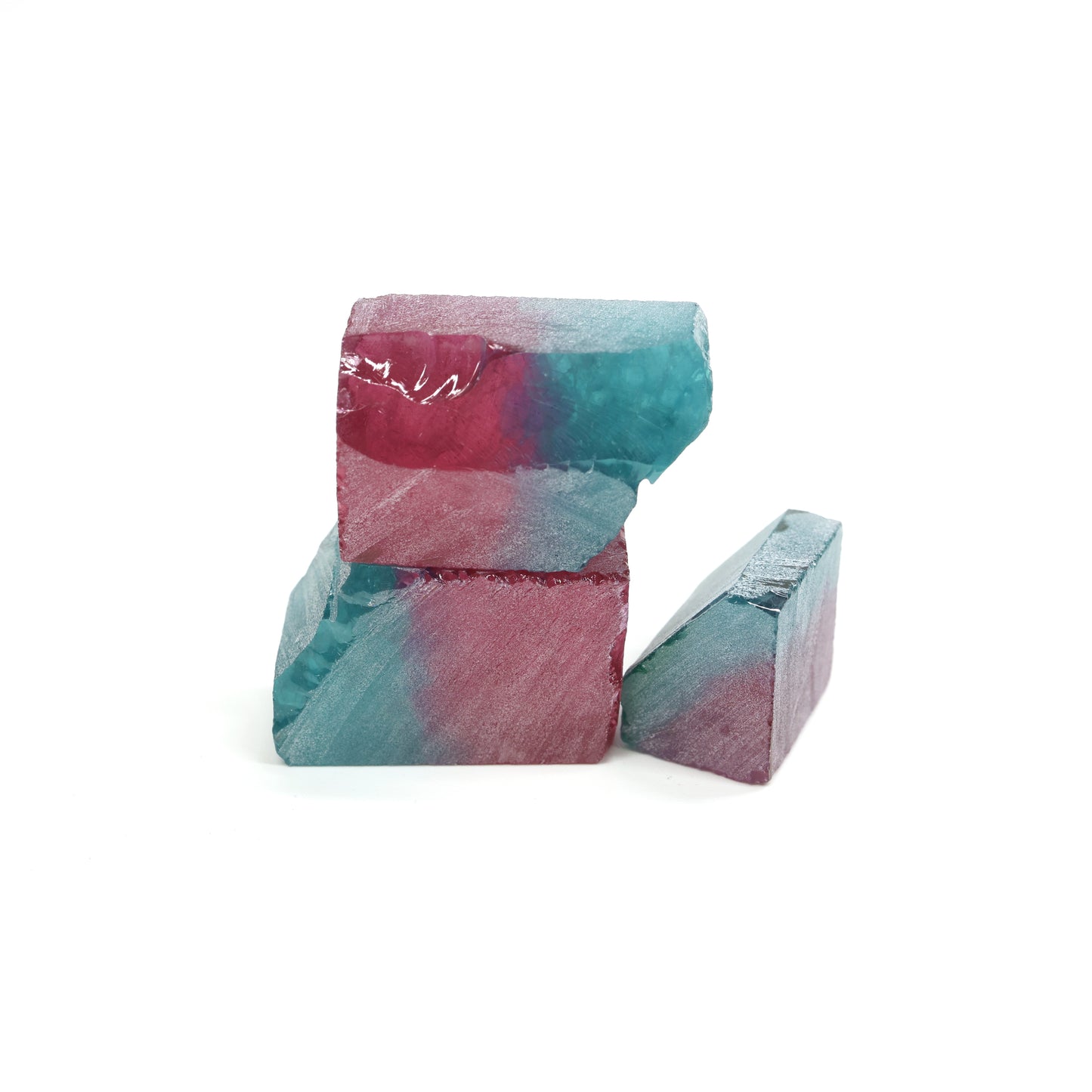 Nanosital Simulated (Included) Bi-Color Lab Created Faceting Rough for Gem Cutting - Pink-Blue - Various Sizes