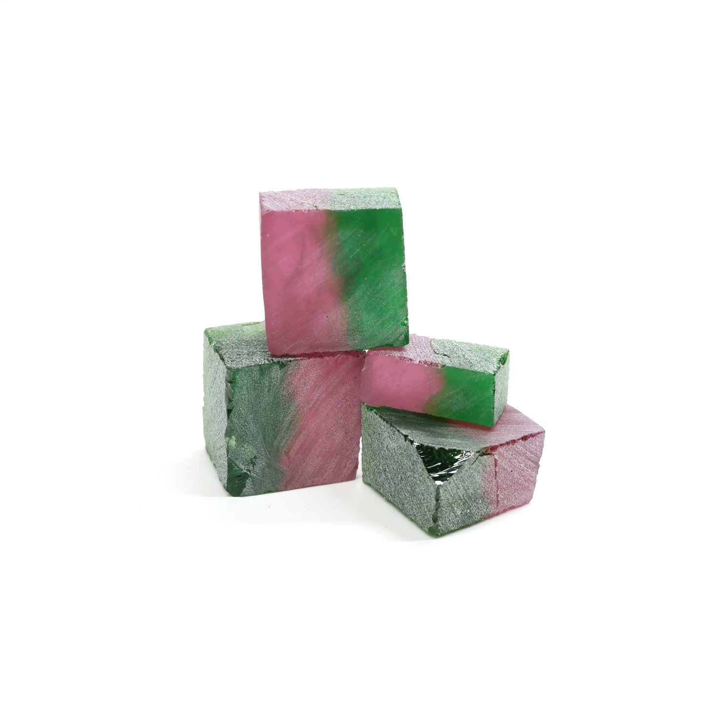 Nanosital Simulated (Included) Watermelon Tourmaline Lab Created Faceting Rough for Gem Cutting - Green-Pink - Various Sizes
