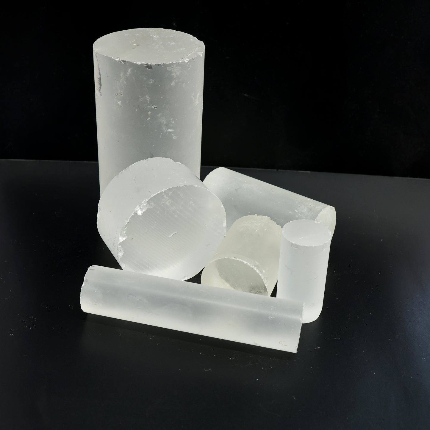 White Cylinders Lab Created Corundum Sapphire - Faceting Rough