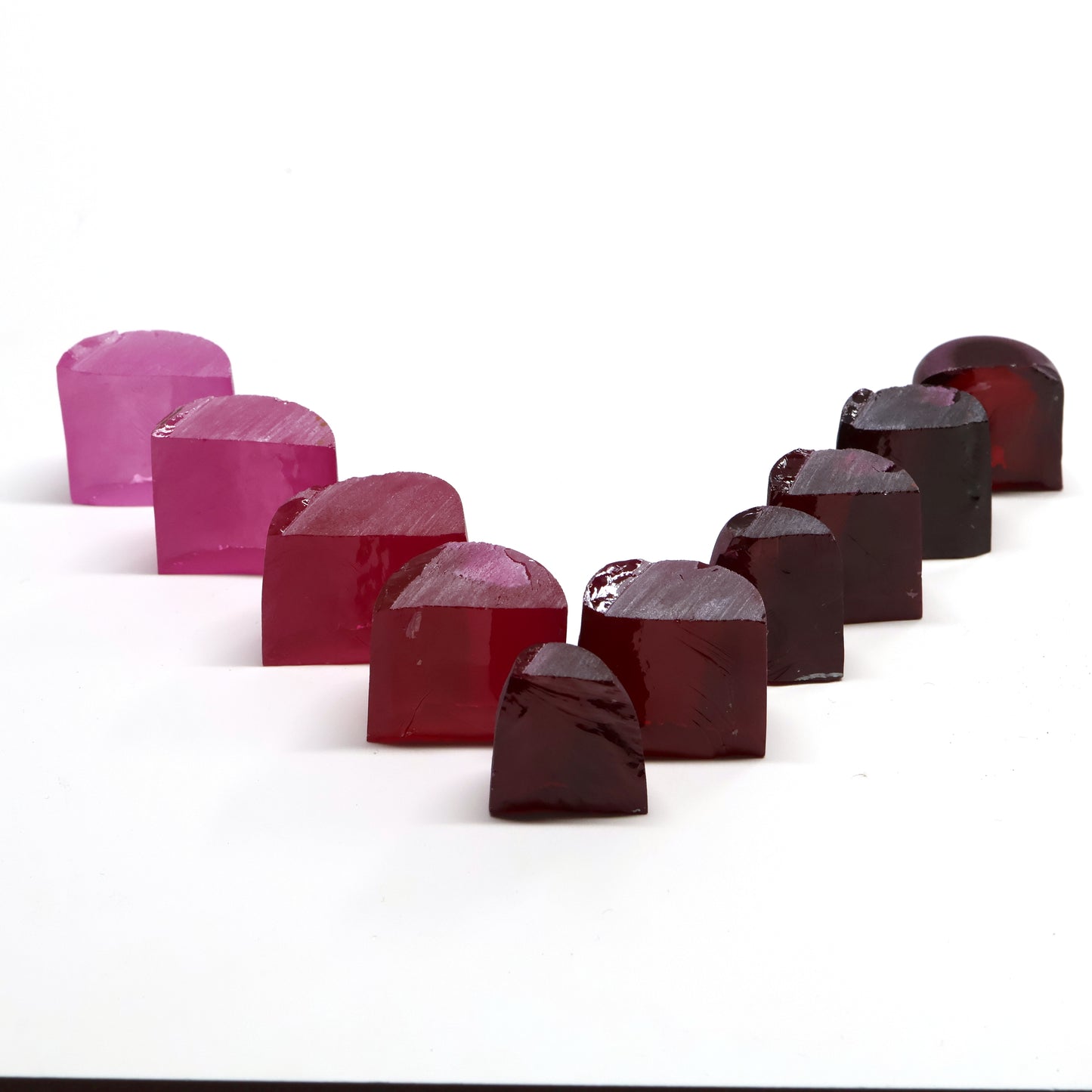 #1.25-#9 Ruby Sample Set Lab Created Corundum Sapphire Faceting Rough