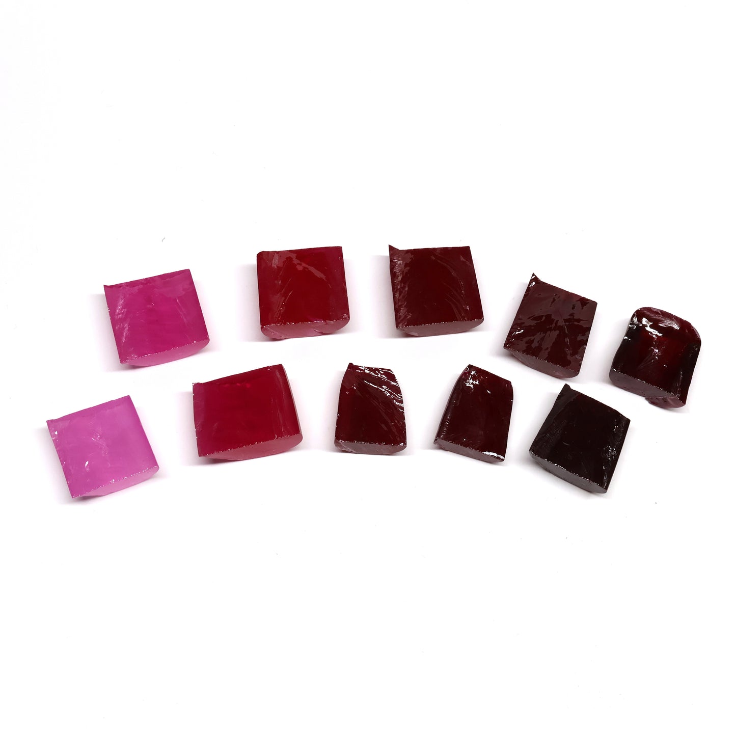#1.25-#9 Ruby Sample Set Lab Created Corundum Sapphire Faceting Rough