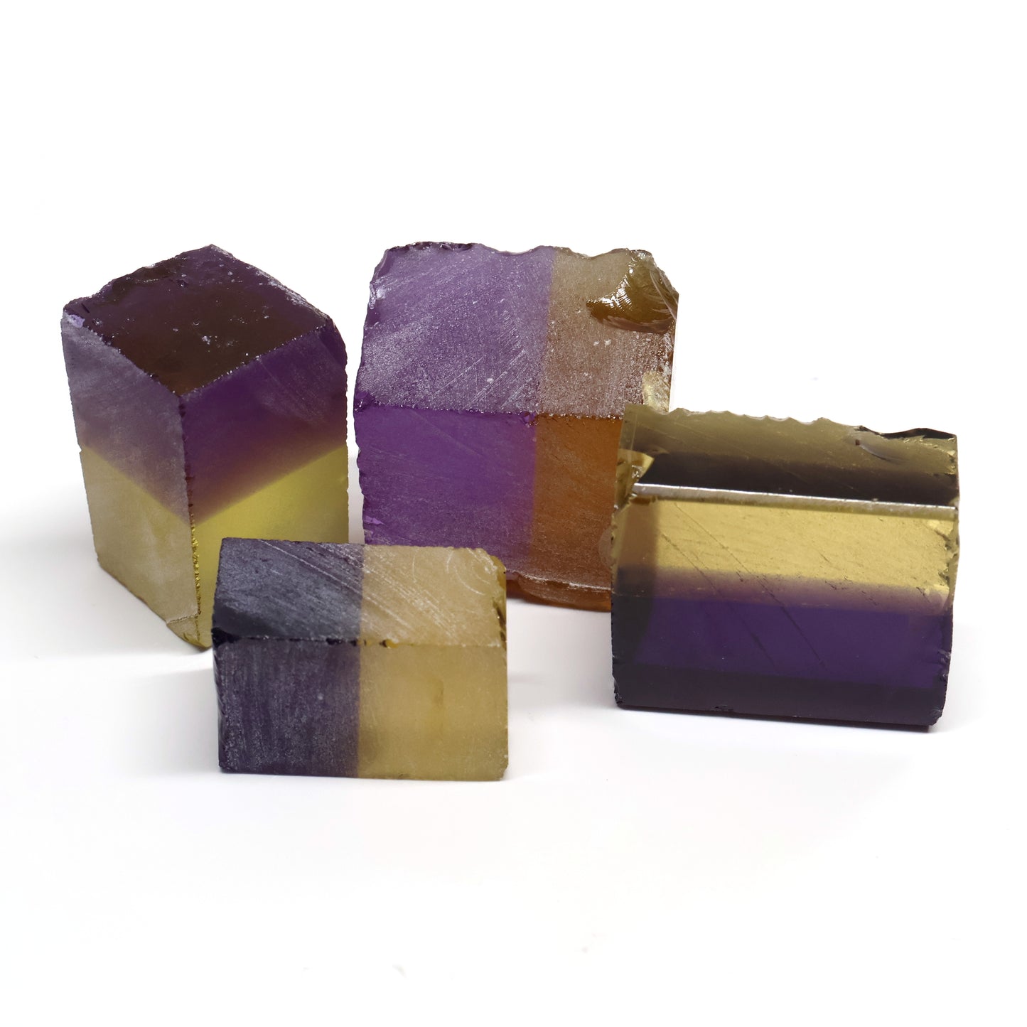 Nanosital Simulated Ametrine Lab Created Faceting Rough for Gem Cutting - Bi-Color Purple-Orange - Various Sizes