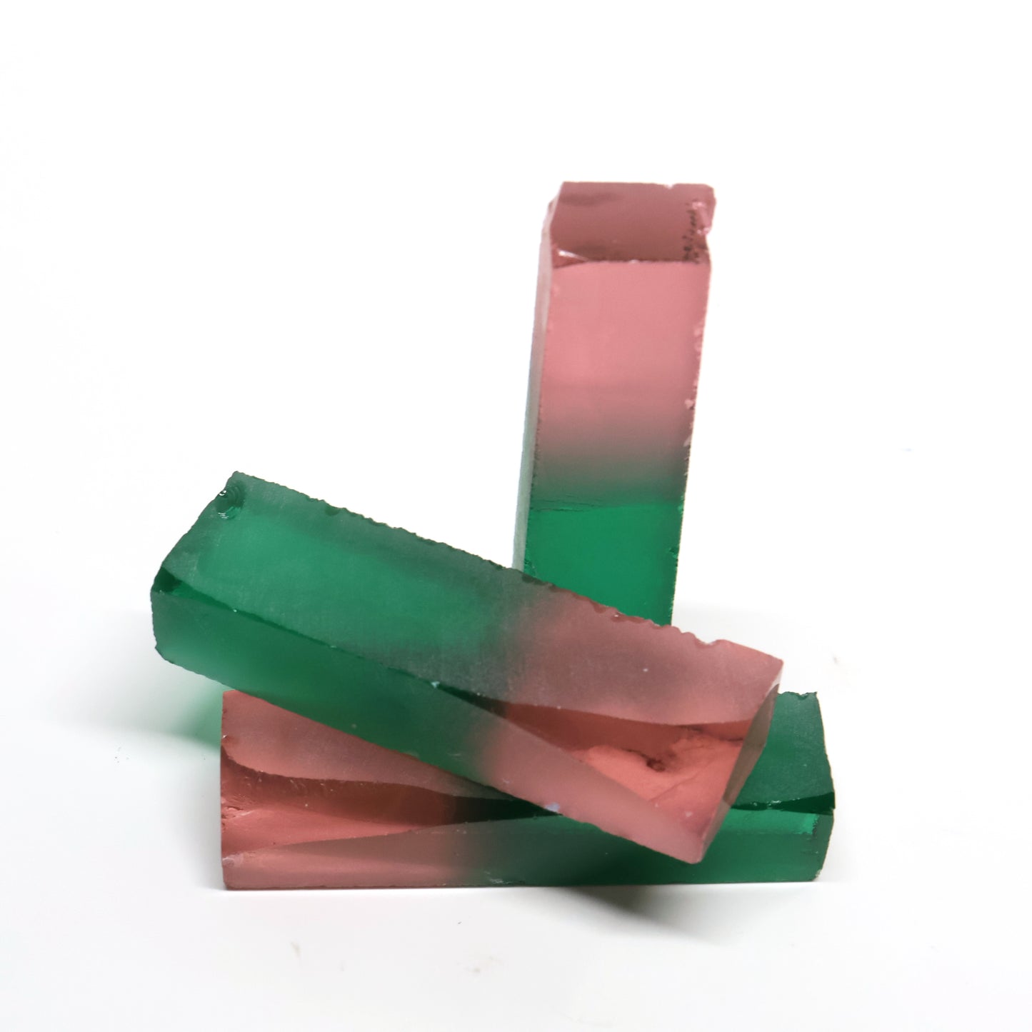 Nanosital Simulated Watermelon Lab Created Faceting Rough for Gem Cutting - Bi-Color Pink-Green - Various Sizes