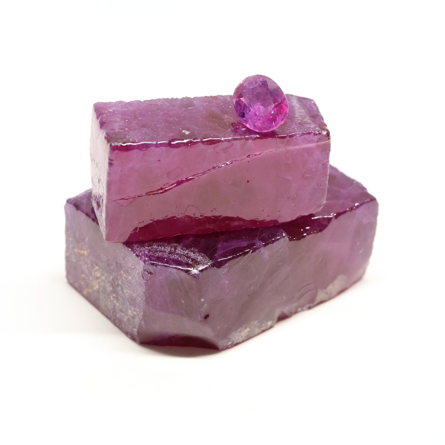 Nanosital Simulated Fuchsia Tourmaline (Included) Lab Created Faceting Rough for Gem Cutting - #Z-250 - Various Sizes