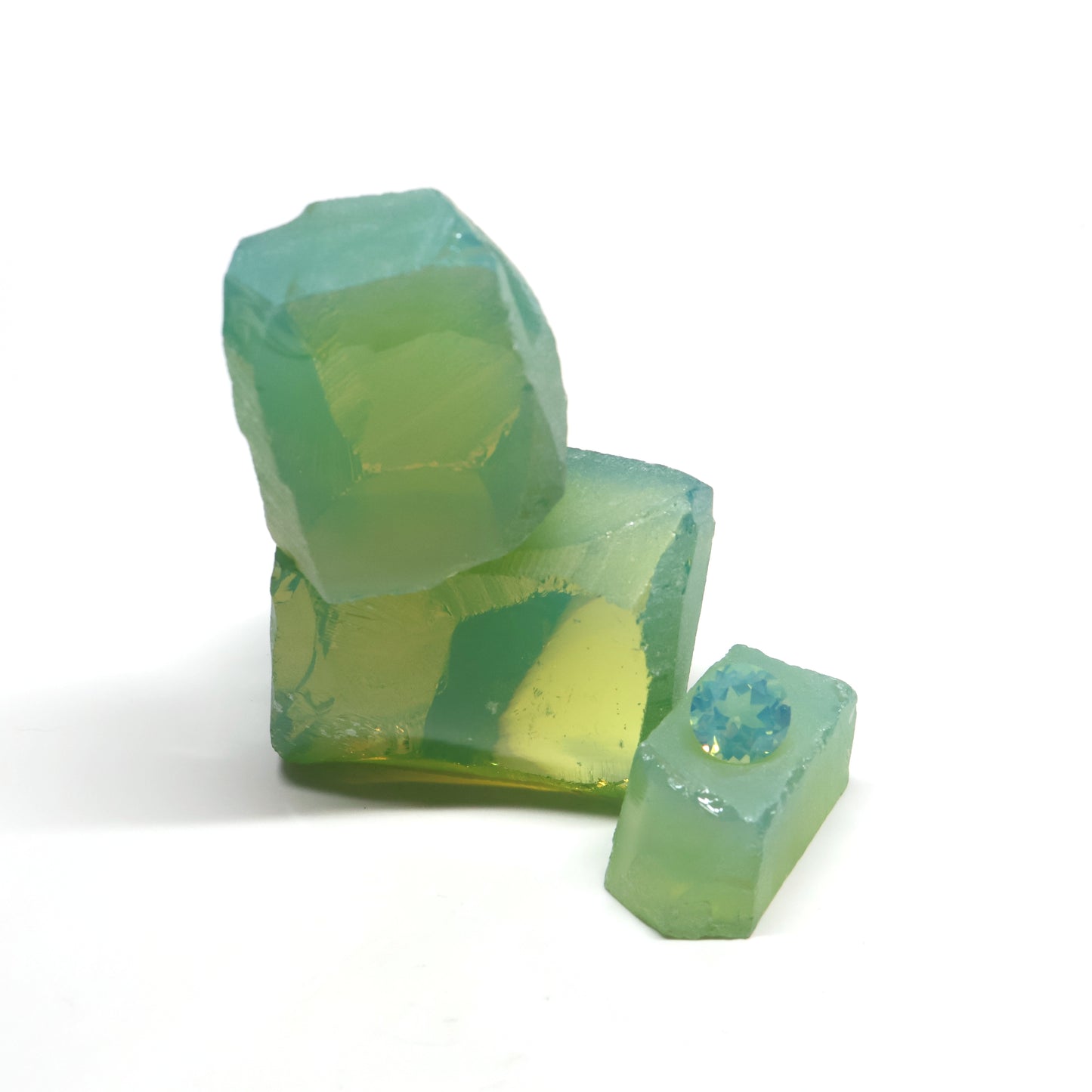 Nanosital Simulated Green Apple Opal Lab Created Faceting Rough for Gem Cutting - #A-9825 - Various Sizes