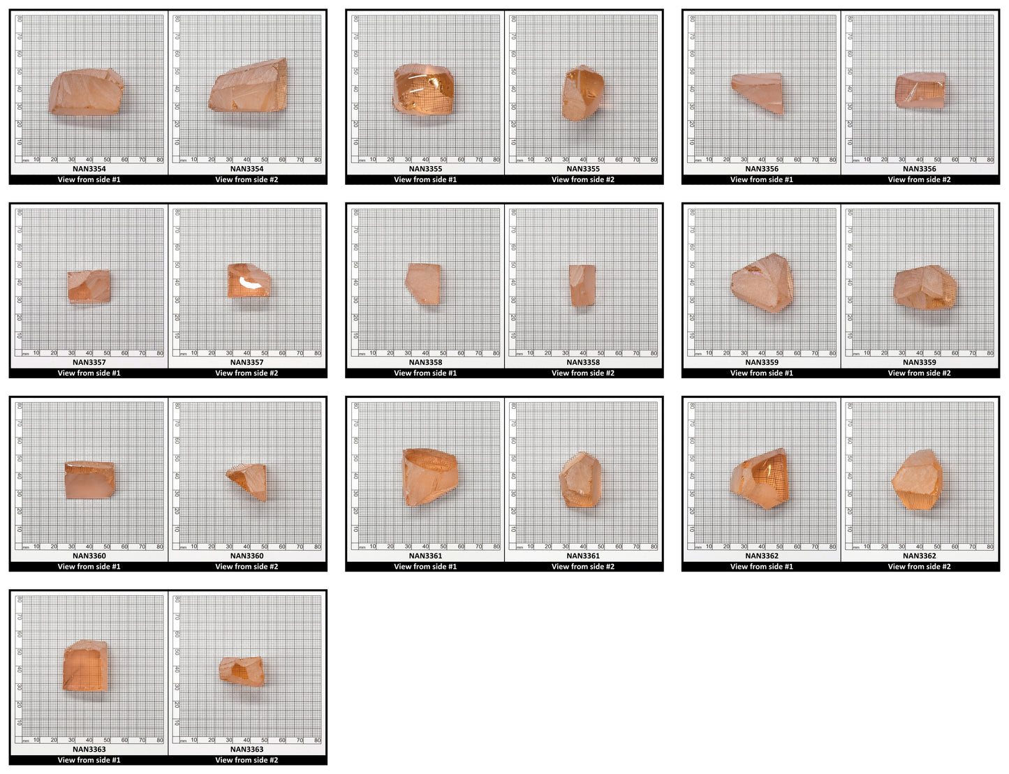 Nanosital Simulated Dark Peach Morganite Lab Created Faceting Rough for Gem Cutting - #45 - Various Sizes