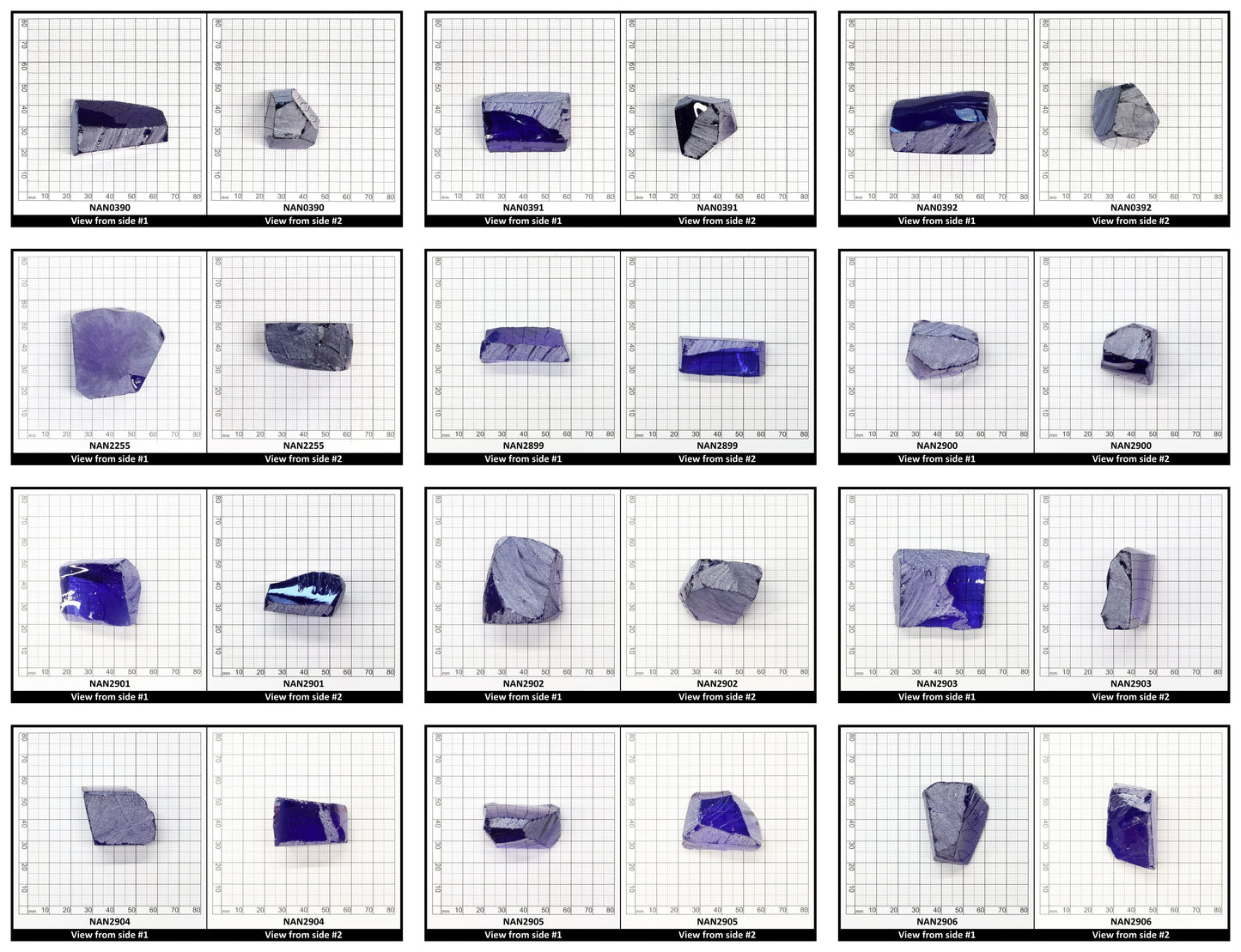 Nanosital Simulated Light Tanzanite Lab Created Faceting Rough for Gem Cutting - #A-146 - Various Sizes