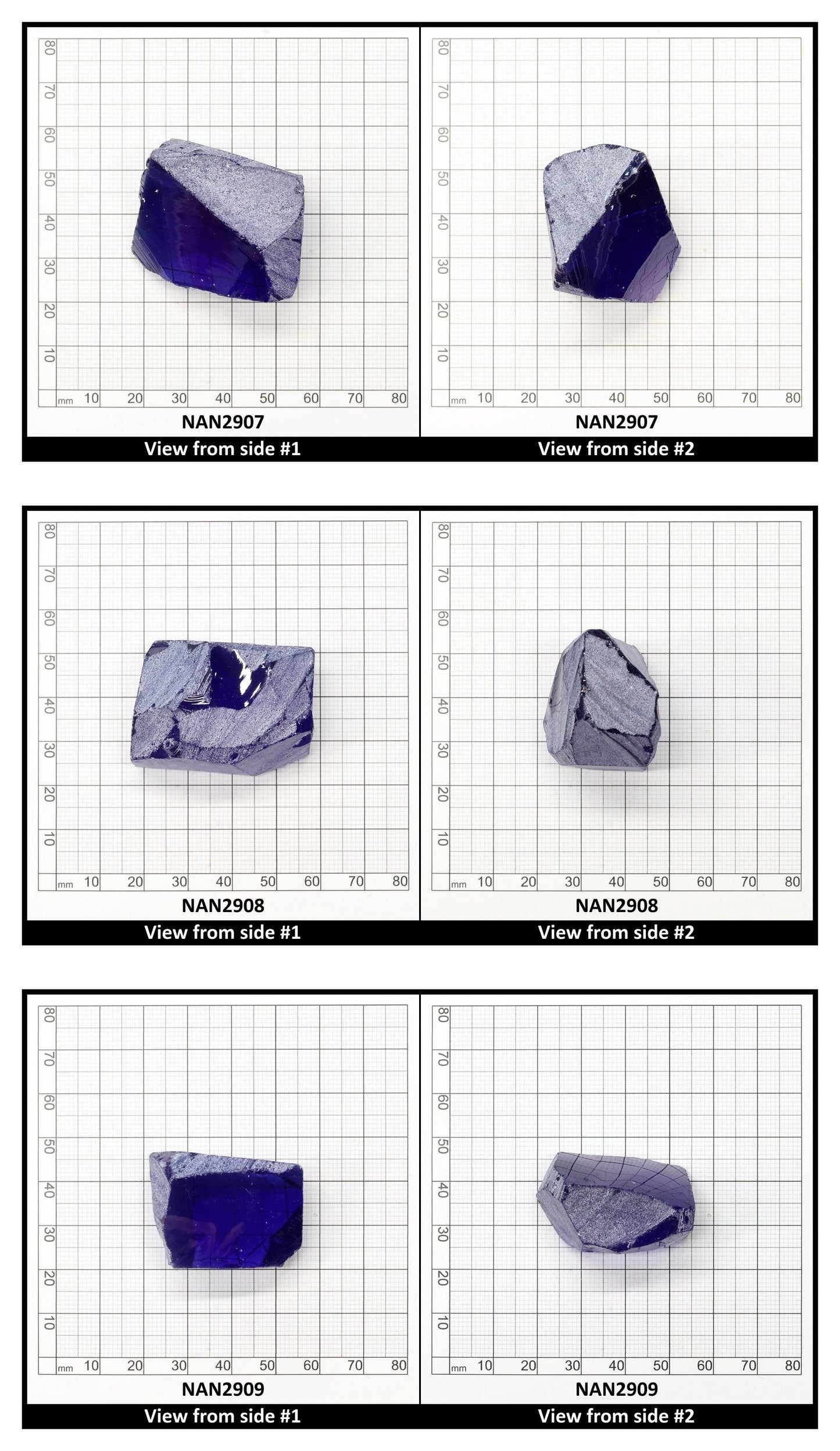 Nanosital Simulated Light Tanzanite Lab Created Faceting Rough for Gem Cutting - #A-146 - Various Sizes