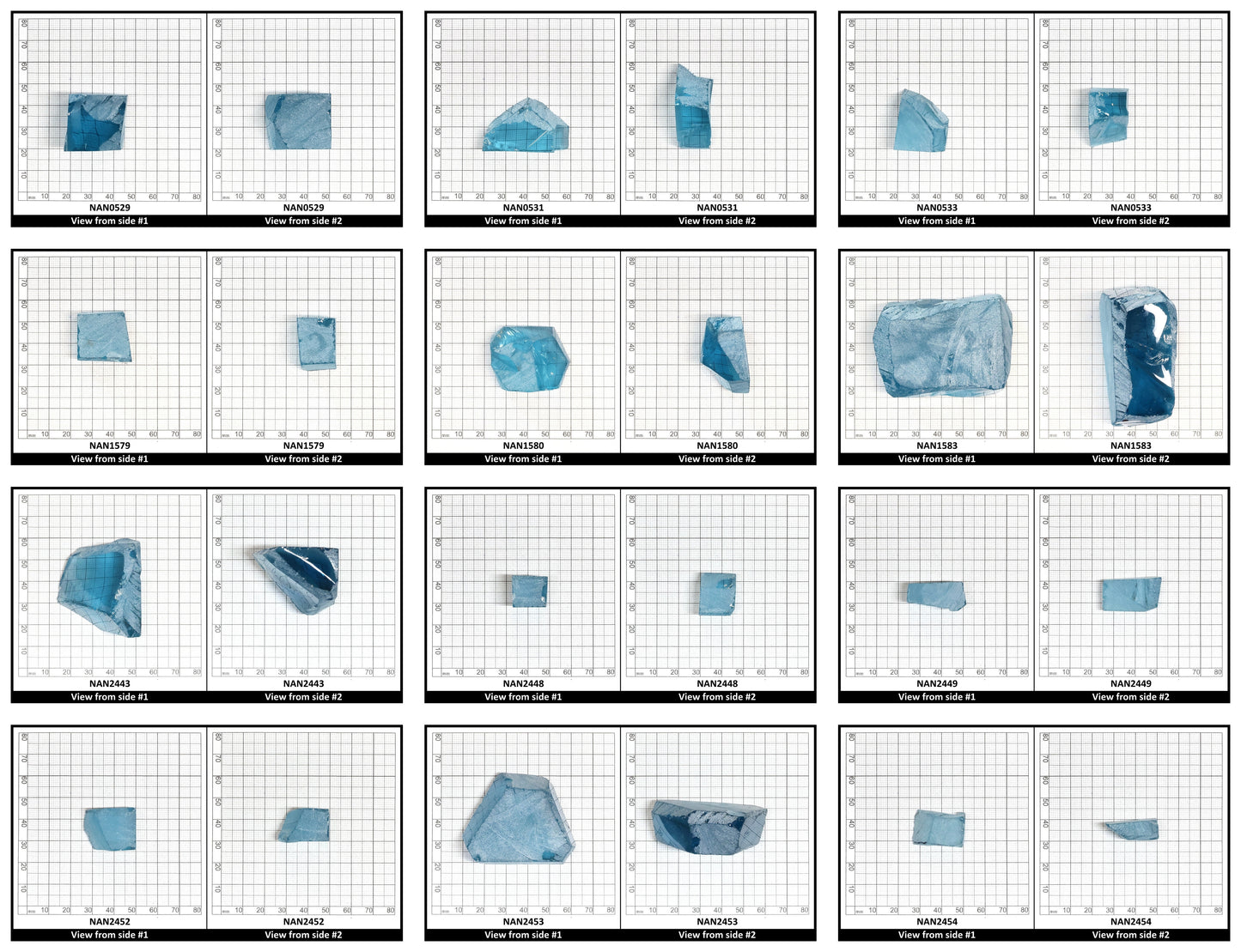 Nanosital Simulated Aquamarine Lab Created Faceting Rough for Gem Cutting - #A-150 - Various Sizes