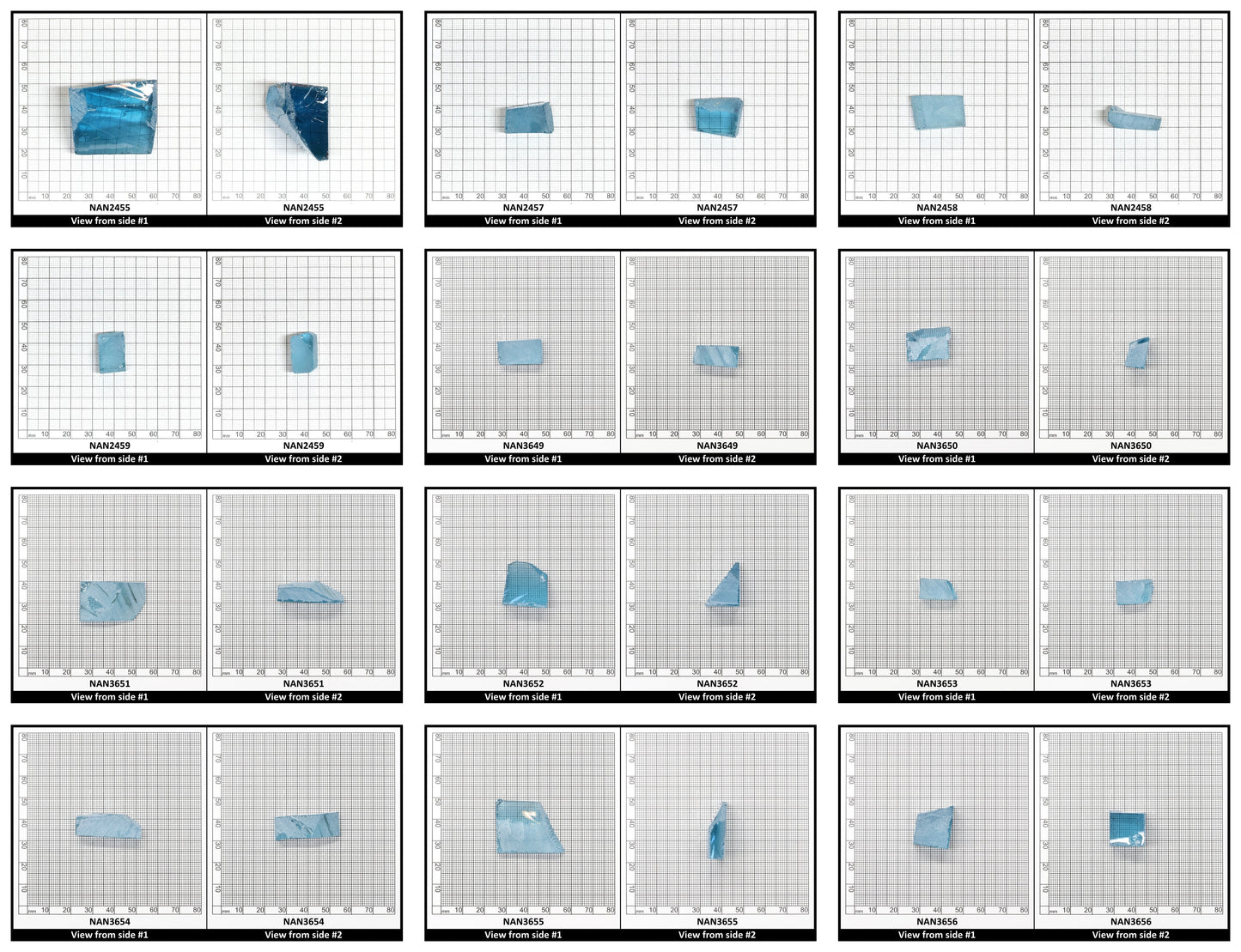 Nanosital Simulated Aquamarine Lab Created Faceting Rough for Gem Cutting - #A-150 - Various Sizes