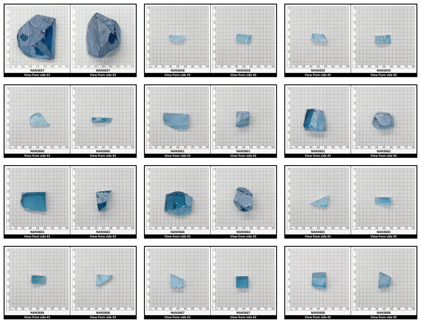 Nanosital Simulated Aquamarine Lab Created Faceting Rough for Gem Cutting - #A-150 - Various Sizes