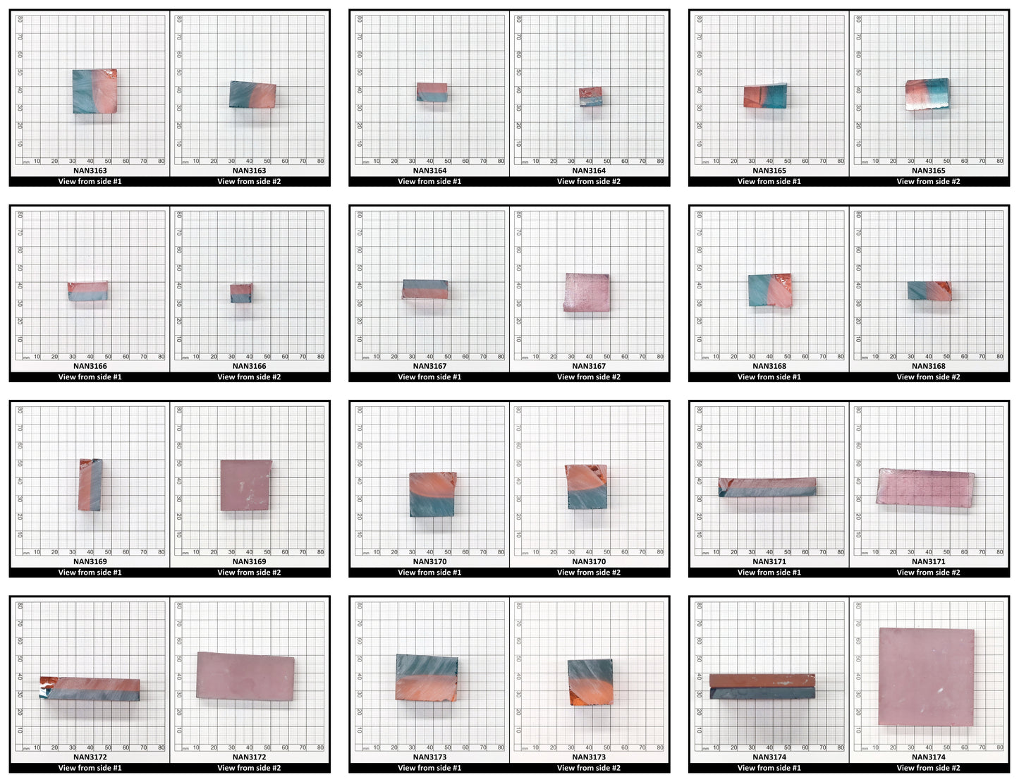 Nanosital Simulated Bi-Color Lab Created Faceting Rough for Gem Cutting - Pink-Blue - Various Sizes