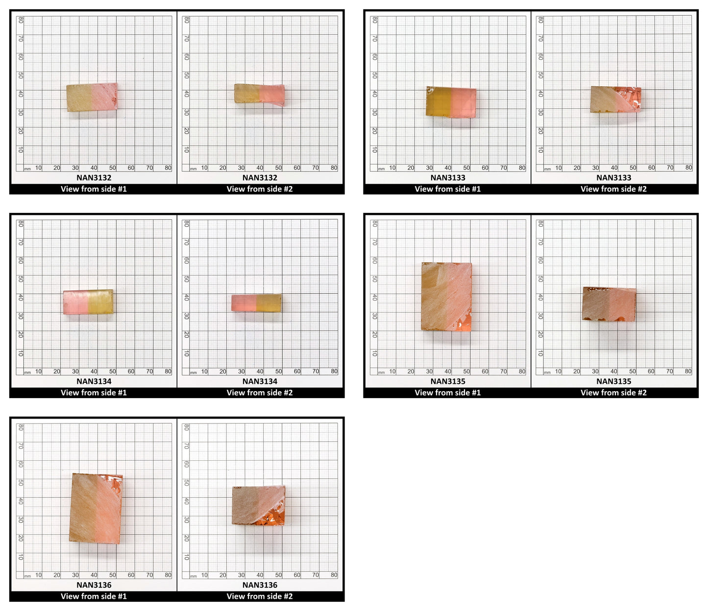 Nanosital Simulated Bi-Color Lab Created Faceting Rough for Gem Cutting - Intense Yellow-Pink - Various Sizes