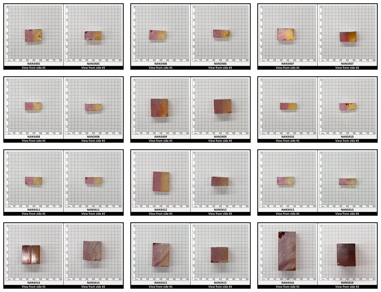 Nanosital Simulated Bi-Color Lab Created Faceting Rough for Gem Cutting - Kunzite-Intense Yellow - Various Sizes