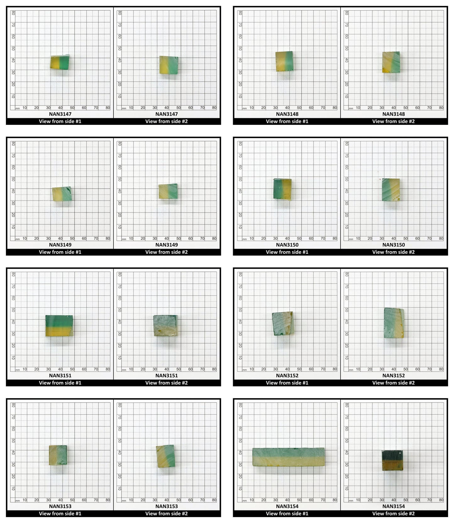 Nanosital Simulated Bi-Color Lab Created Faceting Rough for Gem Cutting - Green-Yellow - Various Sizes