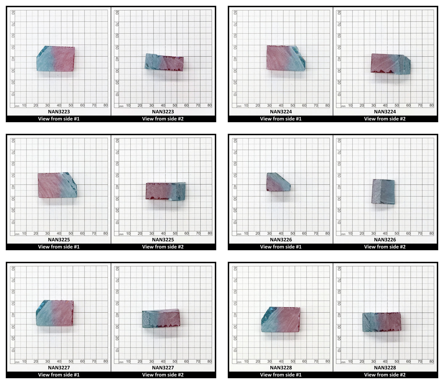 Nanosital Simulated (Included) Bi-Color Lab Created Faceting Rough for Gem Cutting - Pink-Blue - Various Sizes