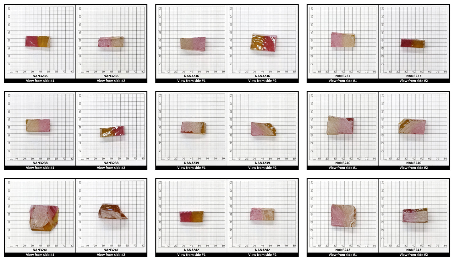 Nanosital Simulated (Included) Bi-Color Lab Created Faceting Rough for Gem Cutting - Kunzite-Intense Yellow - Various Sizes