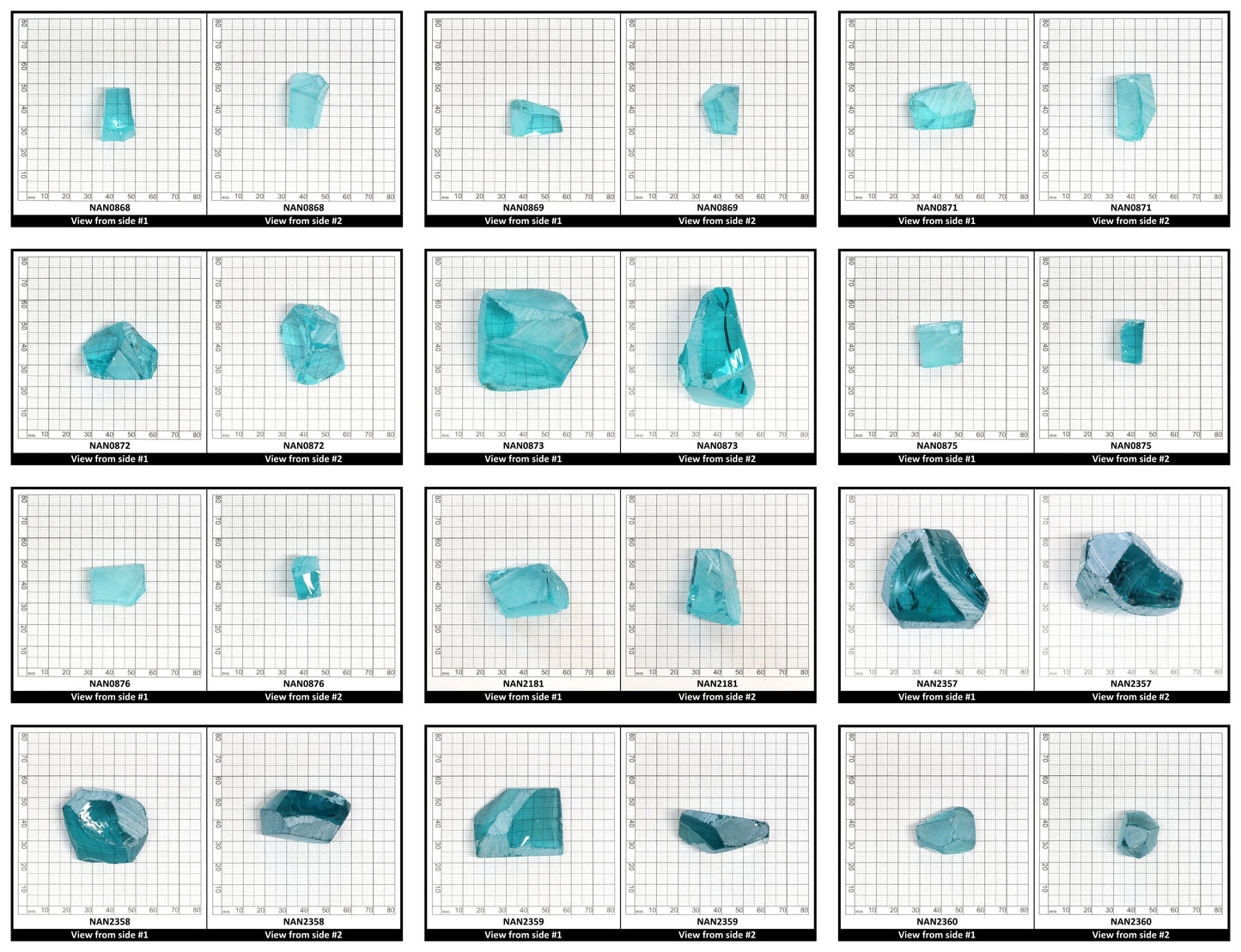 Nanosital Simulated Aquamarine Lab Created Faceting Rough for Gem Cutting - #A-108 - Various Sizes
