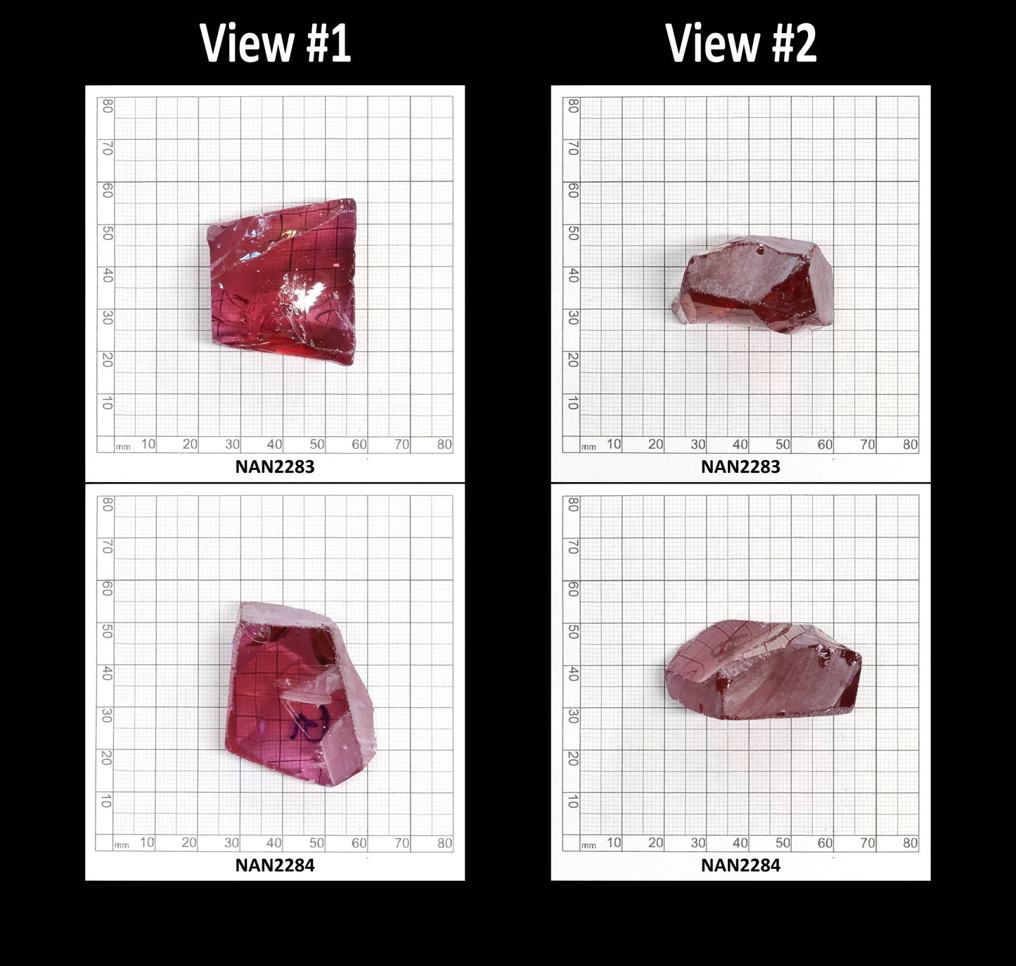 Nanosital Simulated Rhodolite Lab Created Faceting Rough for Gem Cutting - #A-2462 - Various Sizes