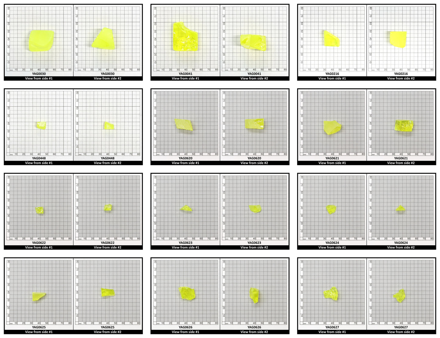 Neon Yellow YAG Faceting Rough for Gem Cutting - Various Sizes