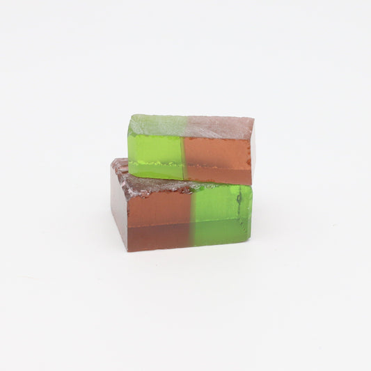 Nanosital Simulated Bi-Color Lab Created Faceting Rough for Gem Cutting - Green-Orange - Various Sizes #BEGIN