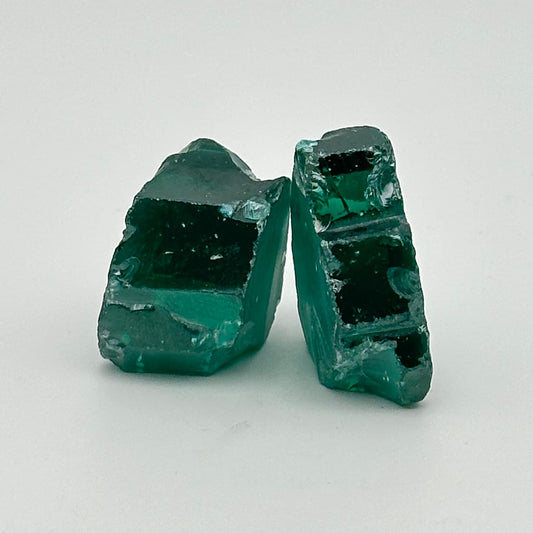 Emerald (Blueish) Cubic Zirconia Faceting Rough for Gem Cutting - Various Sizes : #BEGIN