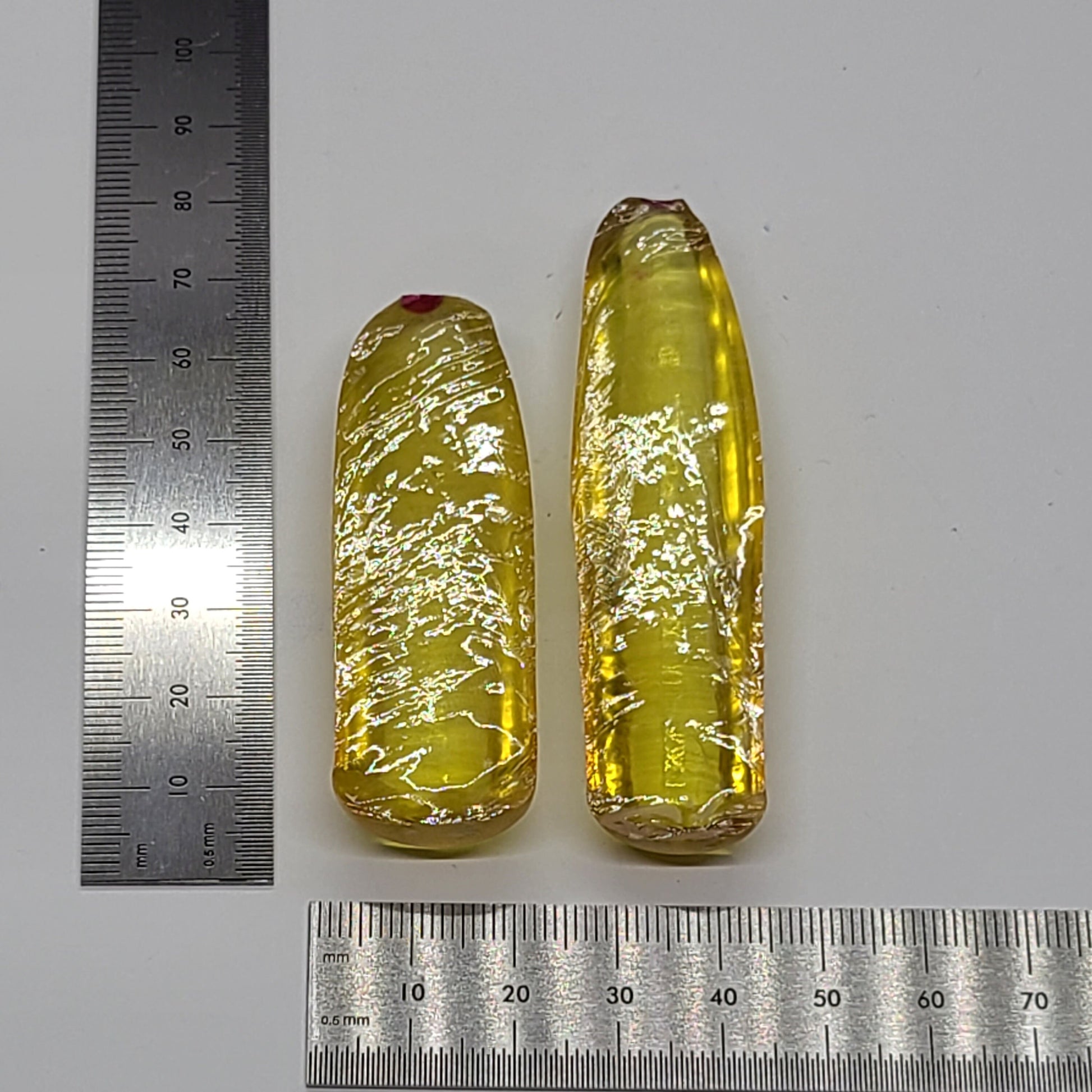 Yellow Topaz #20 Lab Created Corundum Sapphire Faceting Rough for Gem Cutting - Various Sizes - Split Boule