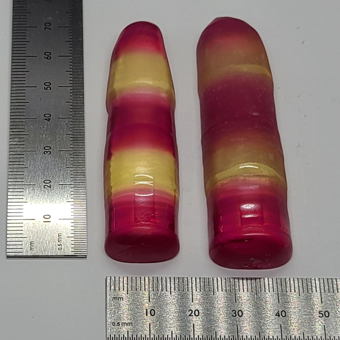 Yellow/Pink Bi-Color Lab Created Corundum Sapphire Faceting Rough for Gem Cutting - Various Sizes - Split Boule