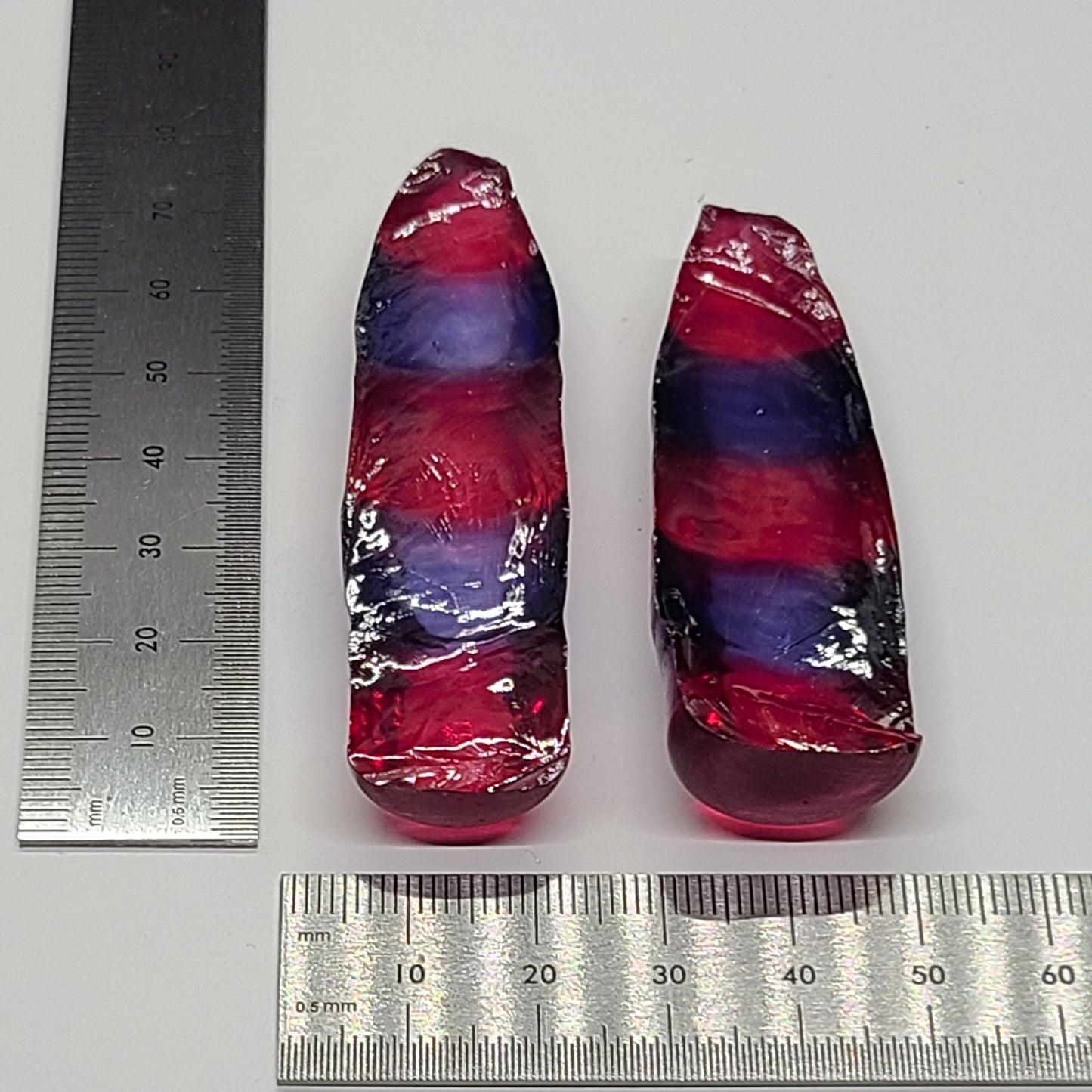 Blue/Pink Bi-Color Lab Created Corundum Sapphire Faceting Rough for Gem Cutting - Various Sizes - Split Boule