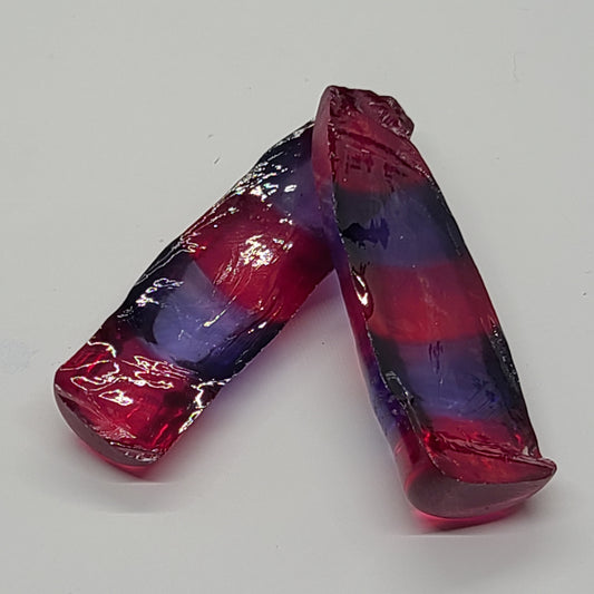 Blue/Pink Bi-Color Lab Created Corundum Sapphire Faceting Rough for Gem Cutting - Various Sizes - Split Boule