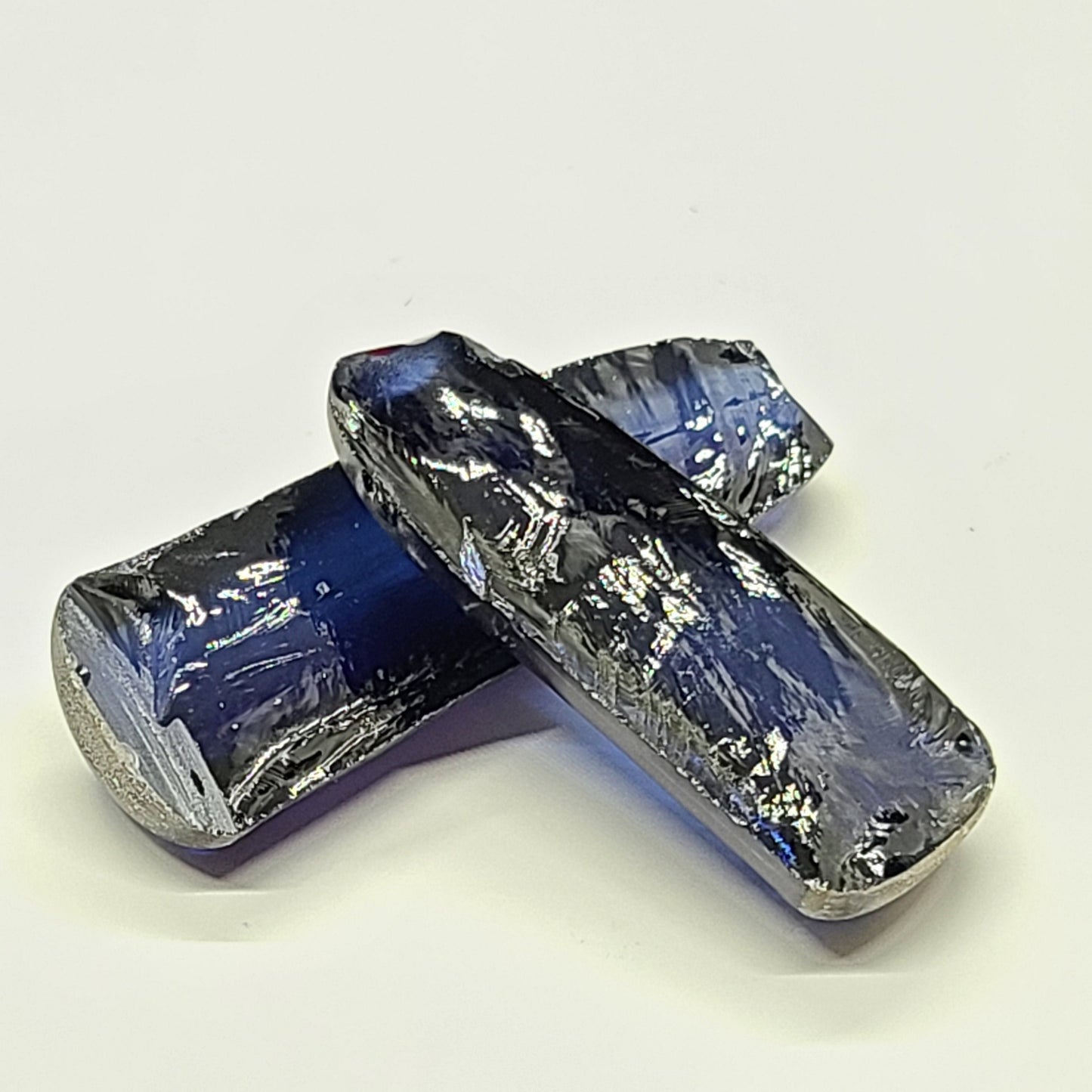 Blue #34 Lab Created Corundum Sapphire Faceting Rough for Gem Cutting - Various Sizes - Split Boule