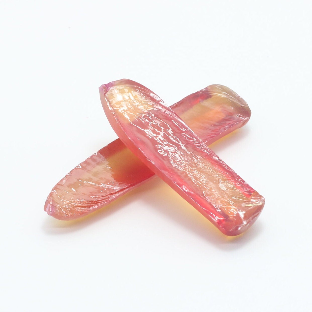 Orange #22 Lab Created Corundum Faceting Rough for Gem Cutting - Various Sizes - Split Boule