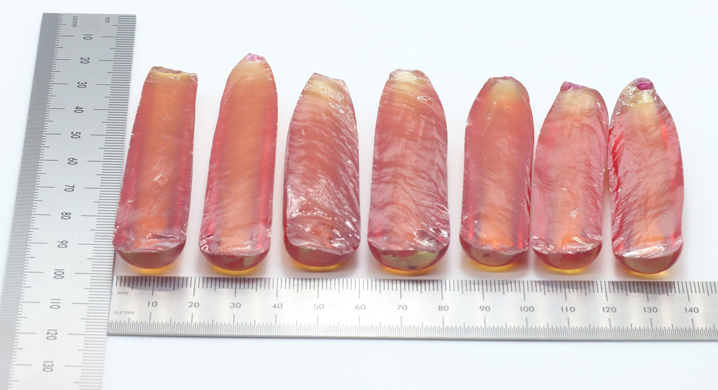 Orange #22 Lab Created Corundum Faceting Rough for Gem Cutting - Various Sizes - Split Boule