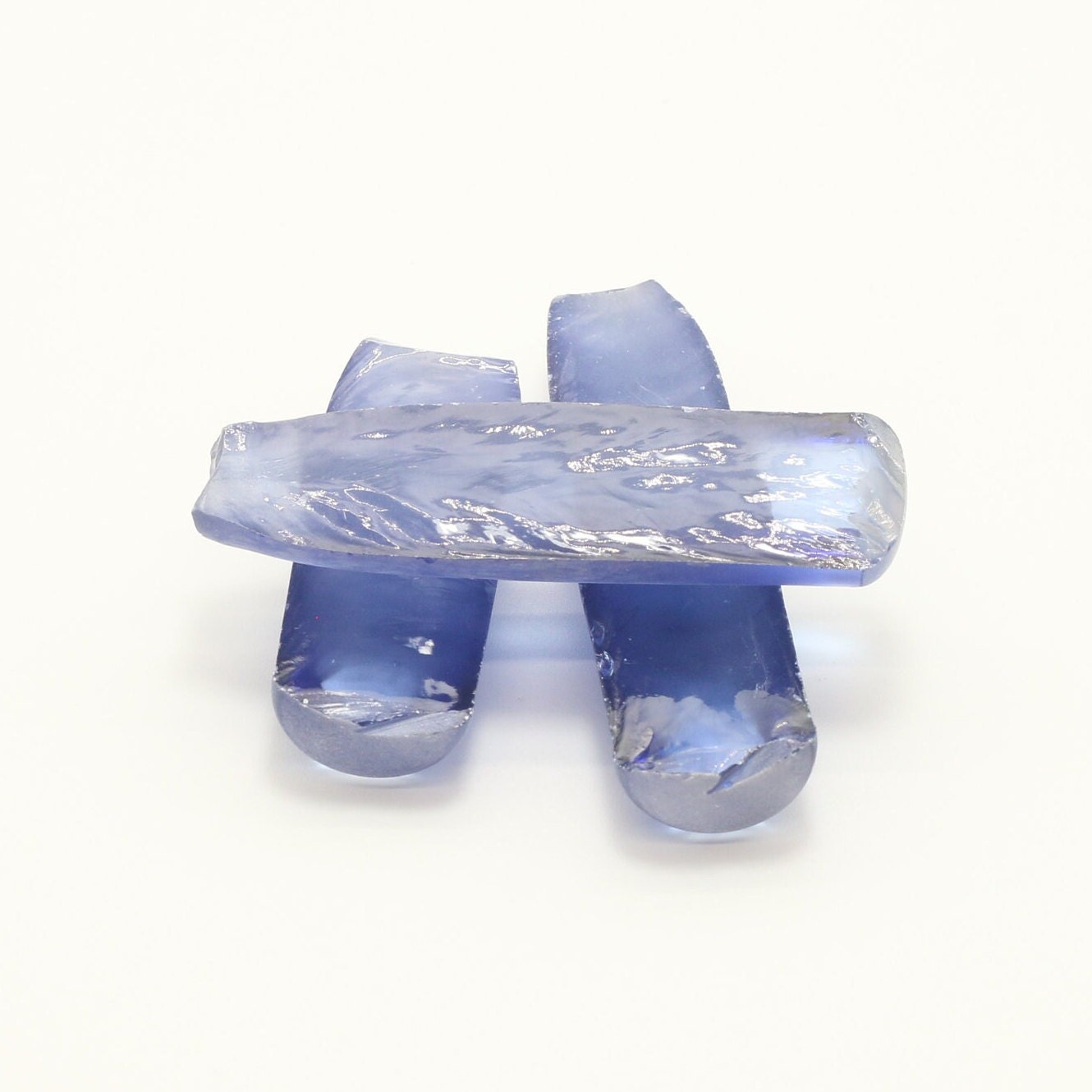 Blue Topaz #30 Lab Created Corundum Sapphire Faceting Rough for Gem Cutting - Various Sizes - Split Boule