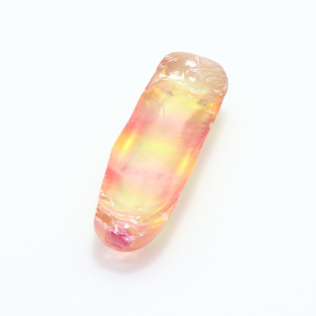 Yellow/Peach Bi-Color Lab Created Corundum Sapphire Faceting Rough for Gem Cutting - Various Sizes - Split Boule