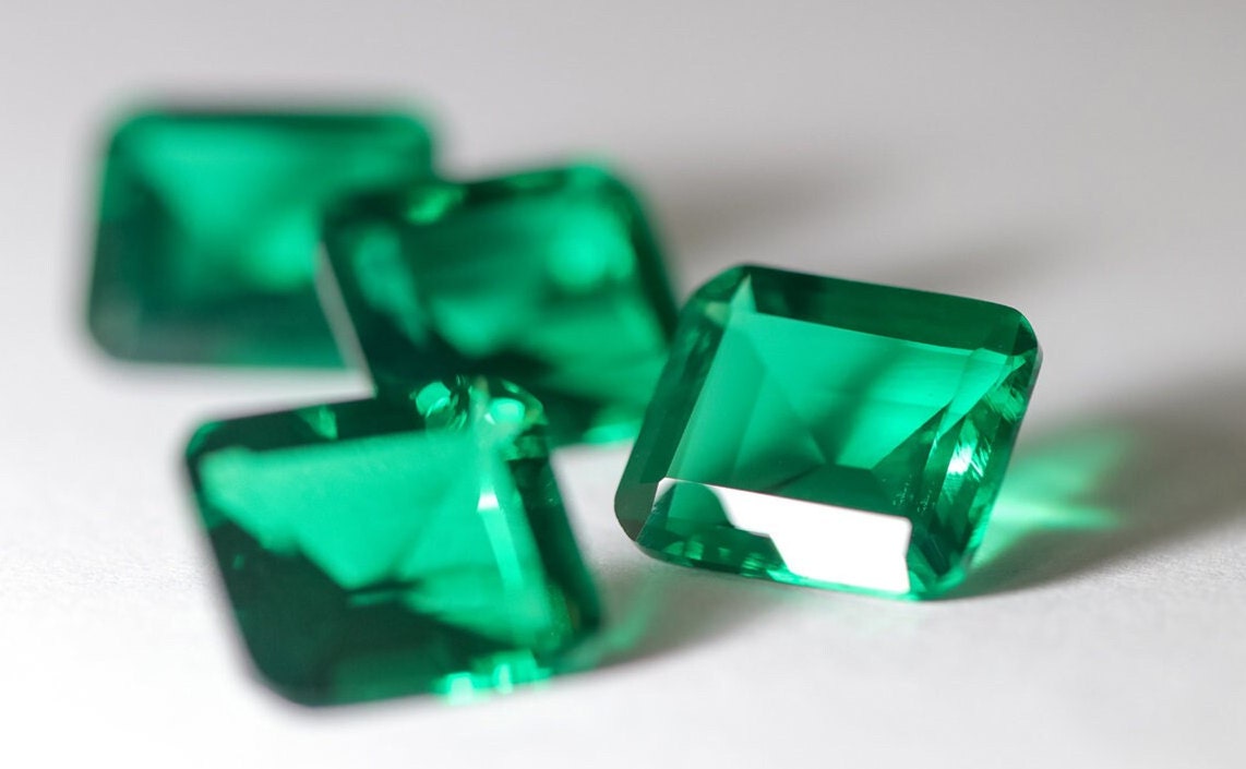 Light Emerald Nanosital Synthetic Lab Created Faceting Rough for Gem Cutting - #0/3 - Various Sizes