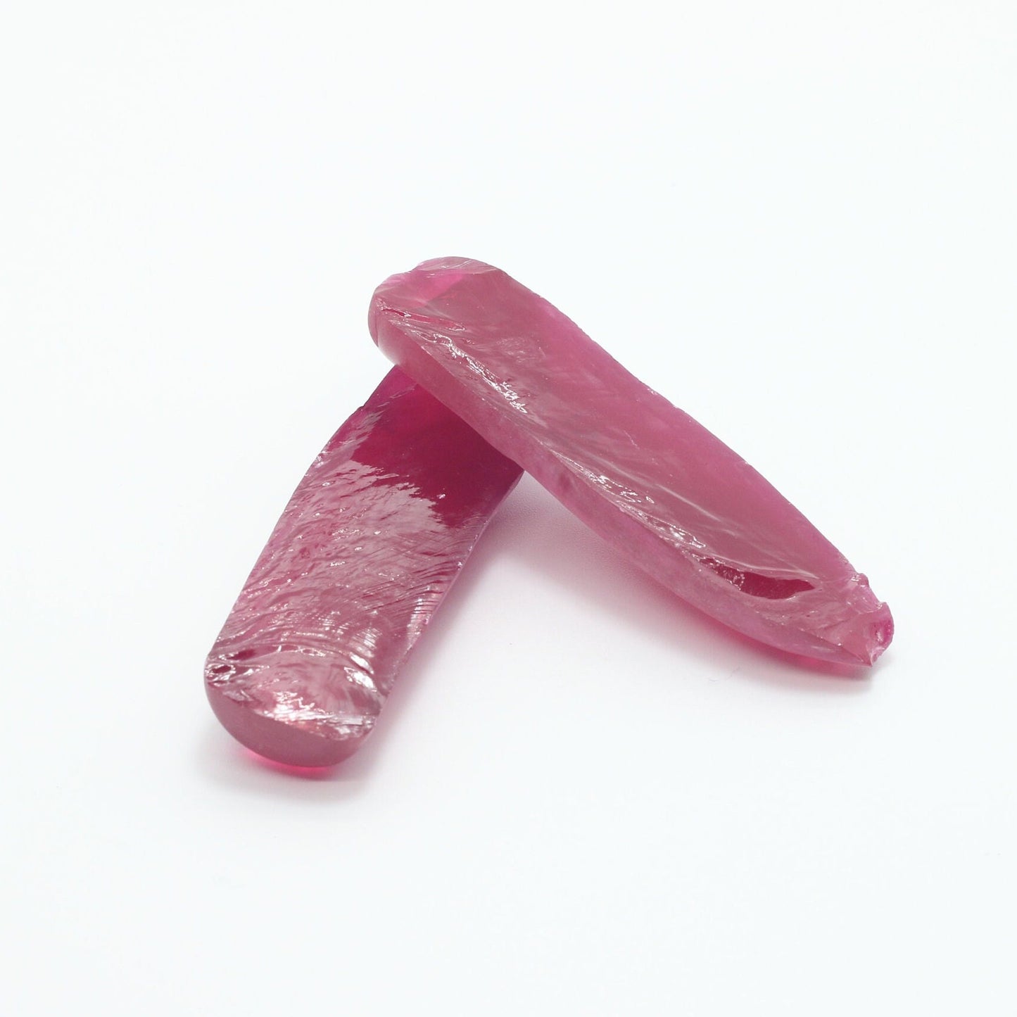 Dark Pink #4 Lab Created Corundum Sapphire Faceting Rough for Gem Cutting - Various Sizes - Split Boule
